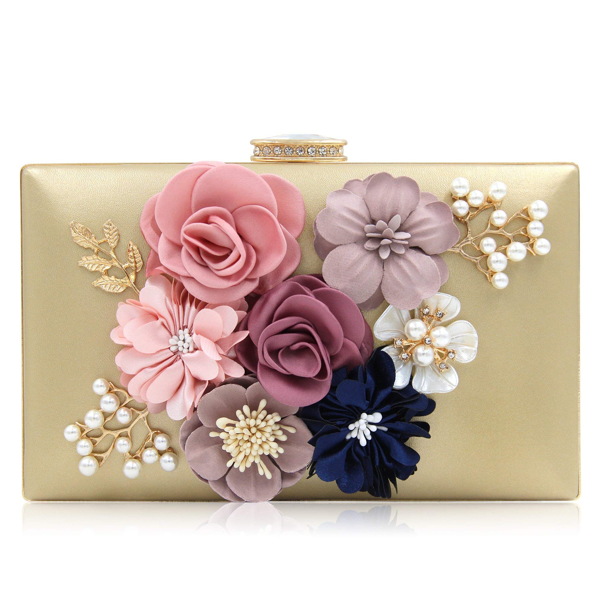 Milisente Evening Bag for Women Flower Wedding Evening Clutch Purse Bride Floral Clutch Bag