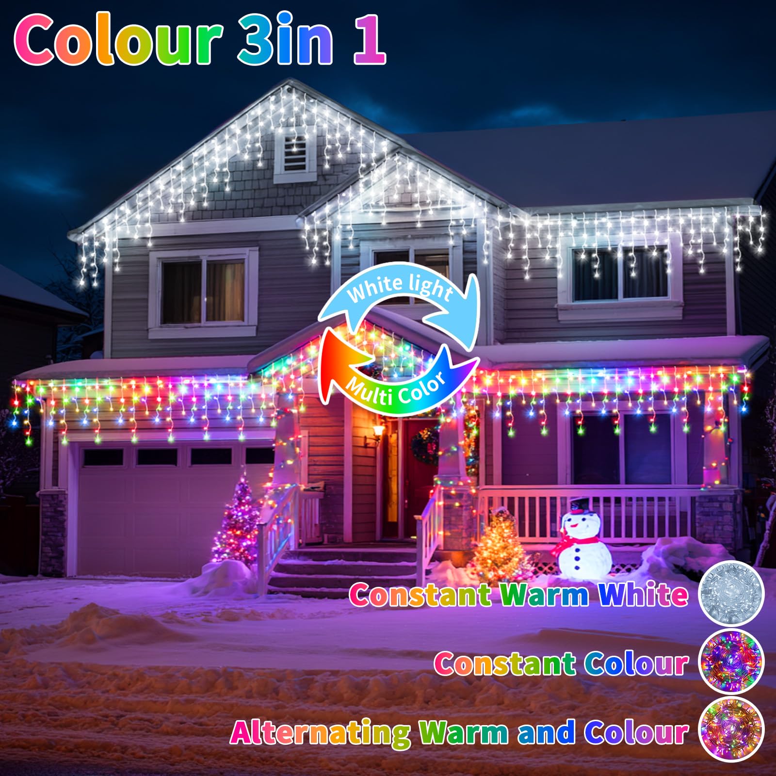 25+5M 800LED Renouvelable Guirlande Lumineuse Extérieure, 3 In 1 Guirlande Noel Extérieure avec 8 Modes, Timer, Fonction Mémoire Rideau Lumineux Noë, pour intérieur extérieur Deco Noel Extérieur