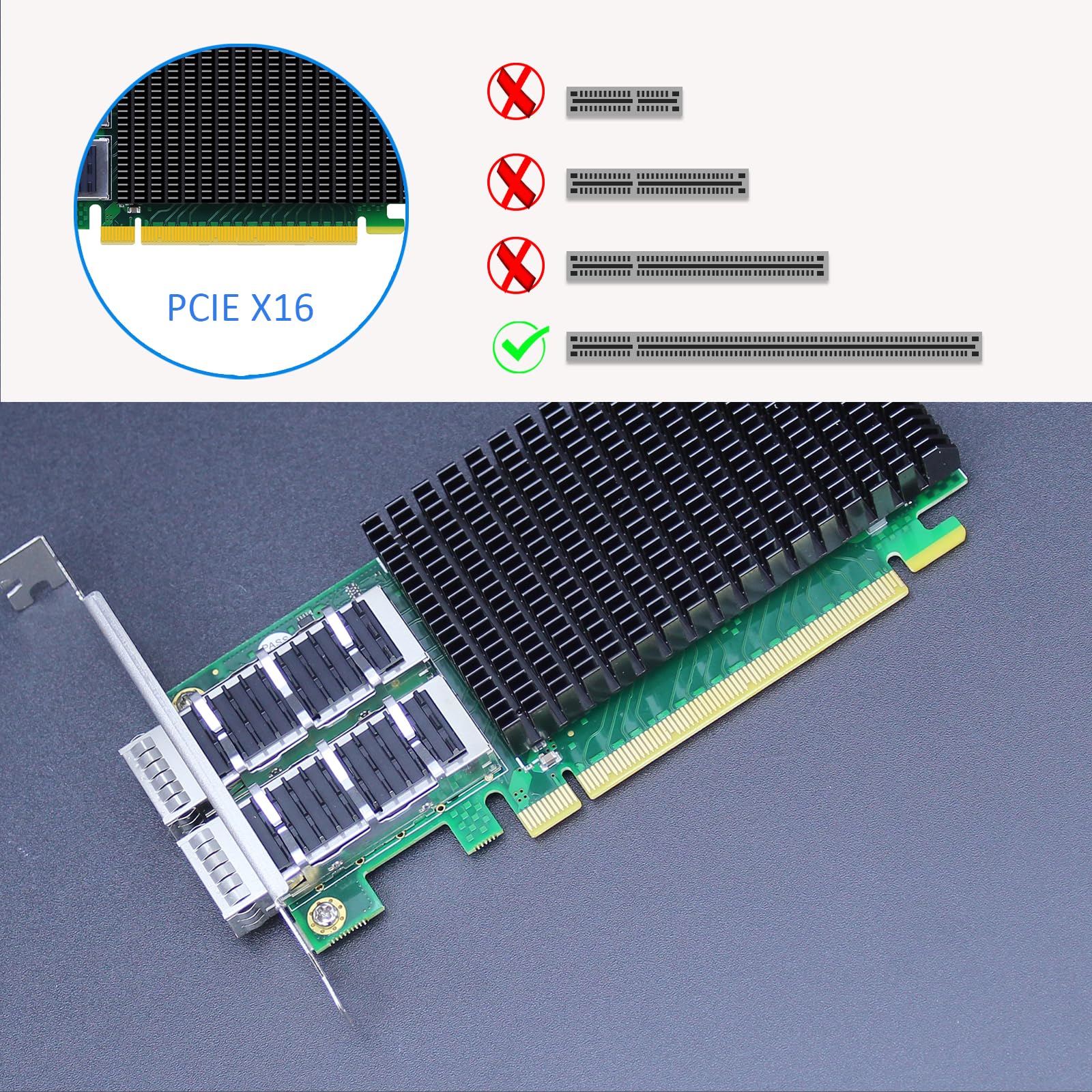 GLOTRENDS ST7338 2 porte da 100Gb QSFP28 Scheda di rete Ethernet con controller Mellanox ConnectX-5, interfaccia PCIe 3.0 X16, RDMA (RoCE), non Infiniband