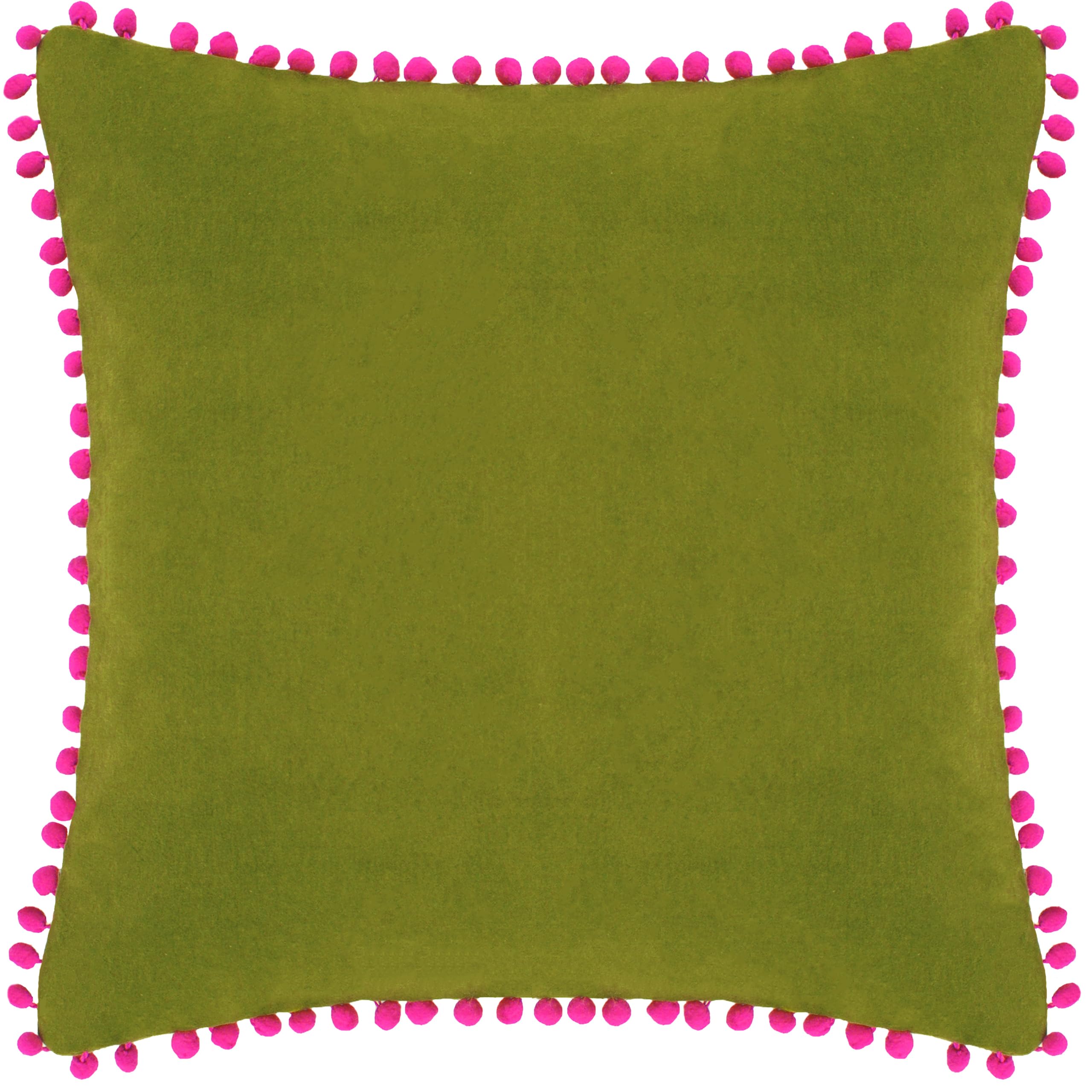 Paoletti Velvet Pom Pom Cotton Velvet Feather Rich Filled Cushion