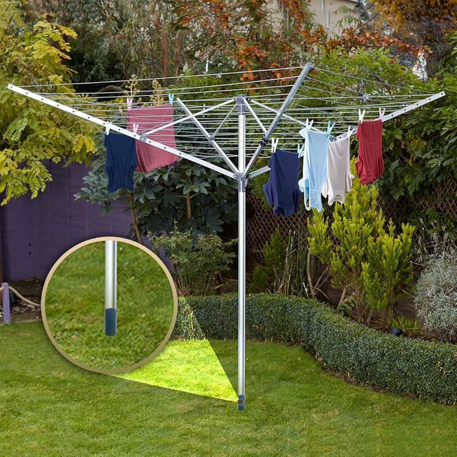 Rotary Washing Line Spike - Heavy Duty Galvanized Steel Clothes Line Rotary Airer Ground Spike Parasol Stake Flag Pole And Bird Feeder Holder 32mm~p79613006