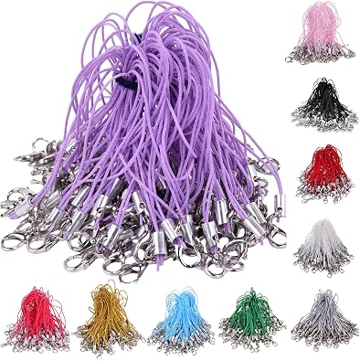 MINI-FACTORY 100PCS DIY Charm Straps with Lobster Clasp Colorful Lanyard Cords for Phone Charms, USB Drives, Keychains, Jewelry Making, Crafts, Purse & Name Tag Accessories