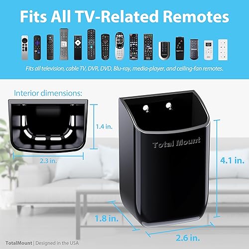 Miniatura 3 de TotalMount Soporte para control remoto sin agujeros, elimina la necesidad de perforar agujeros en tu pared (negro, cantidad 1)