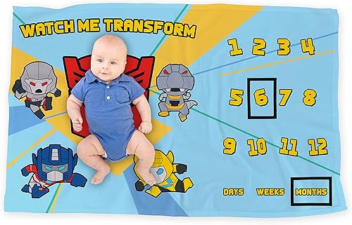 LOGOVISION Transformers - Manta de hitos para bebé, 36 x 58 pulgadas, Watch Me Transform, unisex, para bebé niño y niña