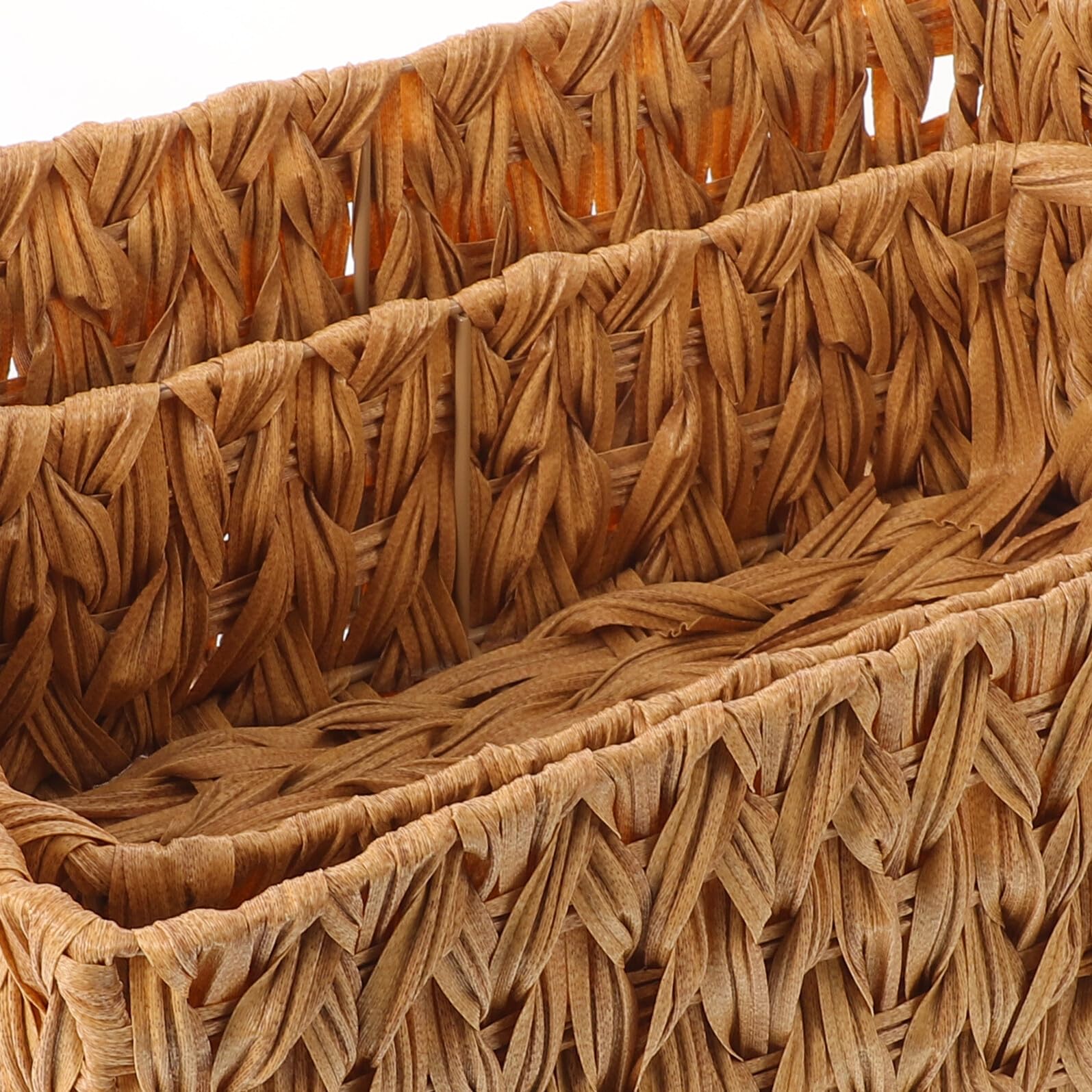 2pezzi Cestini Intrecciati in Finto Rattan Beige da Contenitori Portaoggetti per Scrivania Trucco Cancelleria e Organizzazione Multiuso per Casa e Ufficio
