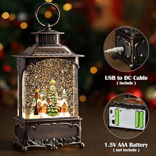 Miniatura 96 de Globo de nieve de Navidad, bailarina, cascanueces, linterna de globo de nieve con música brillante árbol de Navidad iluminado y mesa de regalo