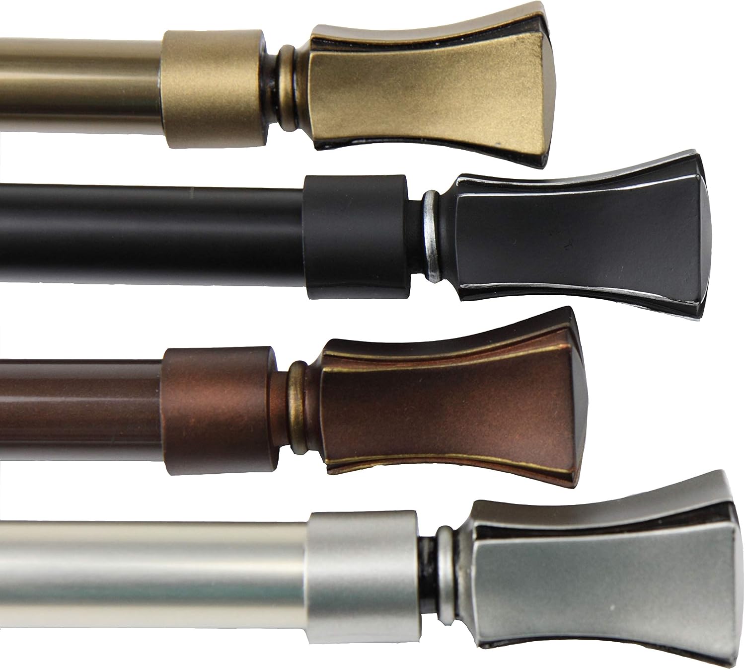 Pillar 13/16" 5-Sided Bay Window Curtain Rod 28-48" (Each Side) - Black
