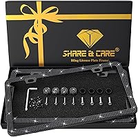 Vista 12 de SHARE&CARE Marco de matrícula brillante para regalos del día de Pascua, cubierta de matrícula de cristal, soporte para placa de automóvil con juego