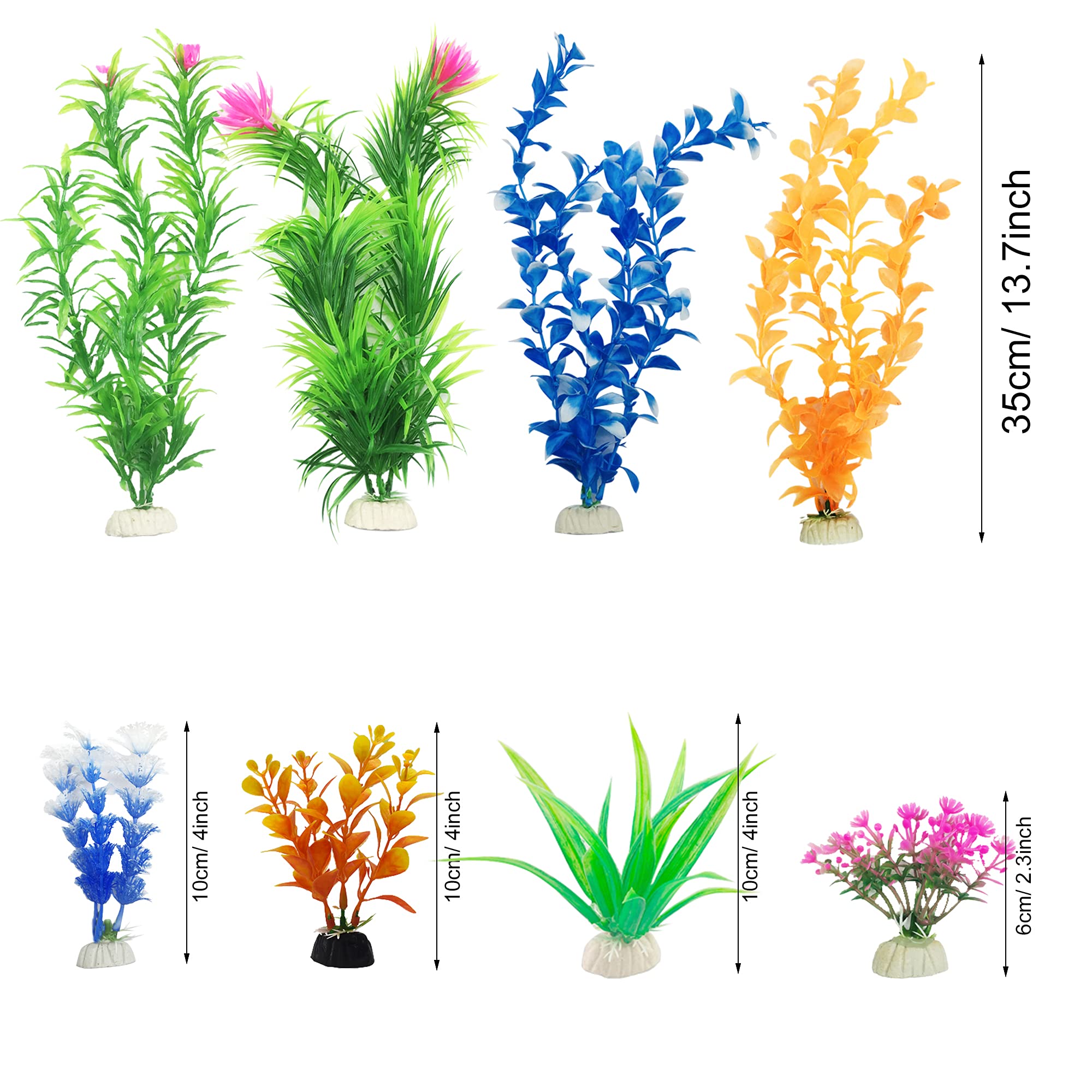 Kit Piante Artificiali Acquario 25 Pezzi - Decorazioni Colorate Per Acquari 7-20 Galloni