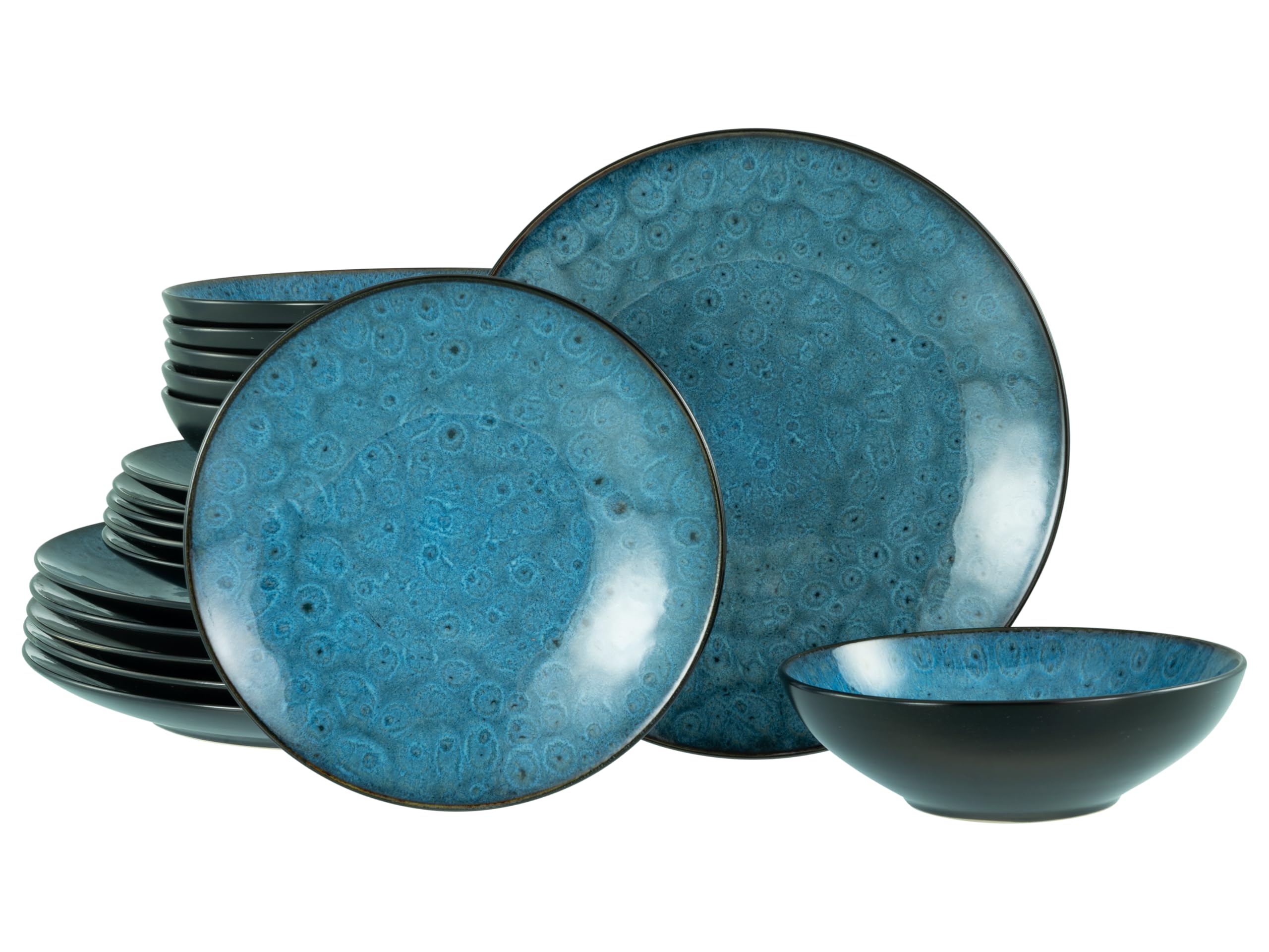 CreaTable, 23959, seria Capri, 18-częściowy zestaw naczyń dla 6 osób, zestaw talerzy z kamionki, nadaje się do mycia w zmywarce i używania w kuchence mikrofalowej, wysokiej jakości produkcja