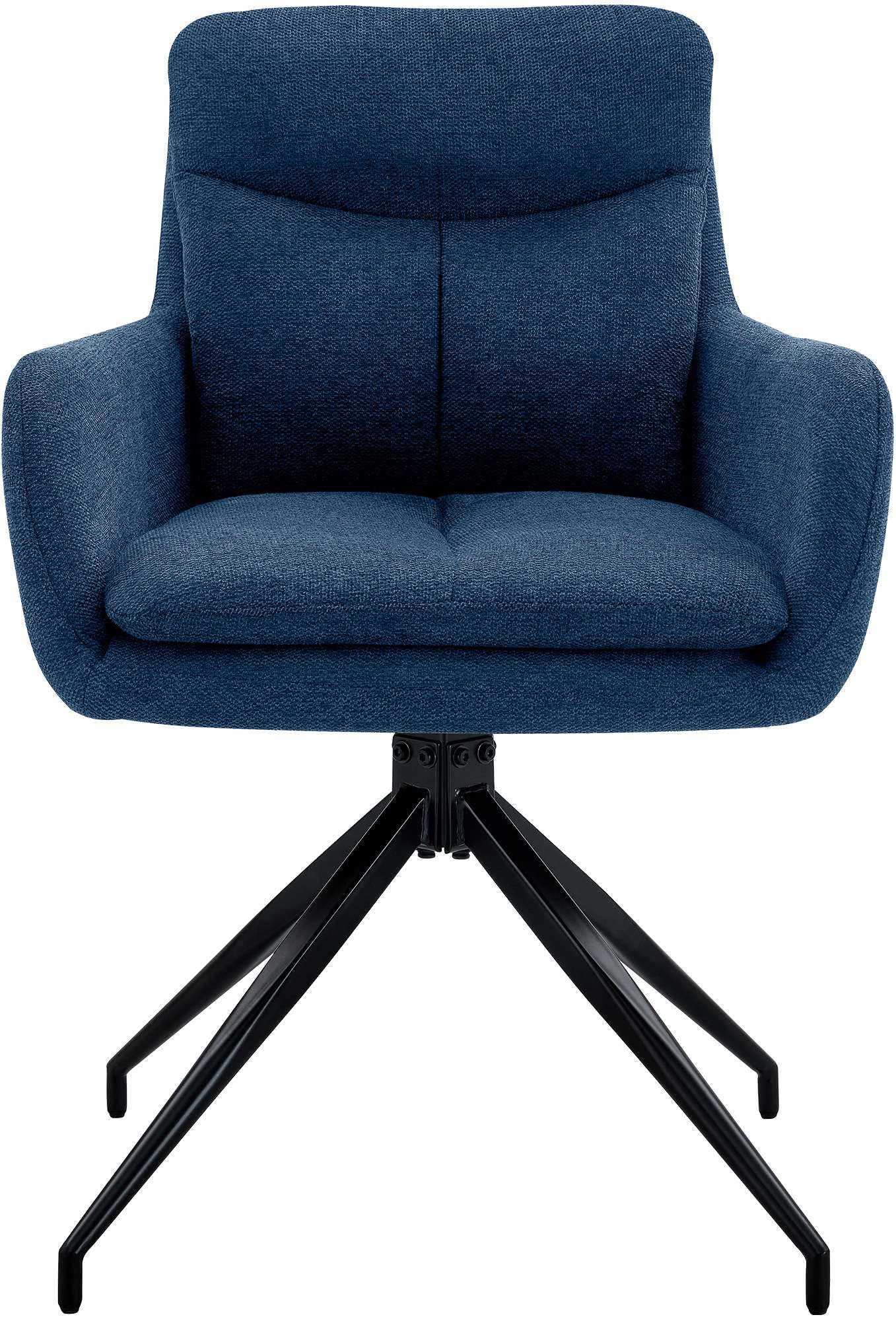 CLP Silla de Comedor giratoria Somers Tela, sillón Giratorio 180° con reposabrazos y Respaldo, Silla de Cocina tapizada Color:Azul