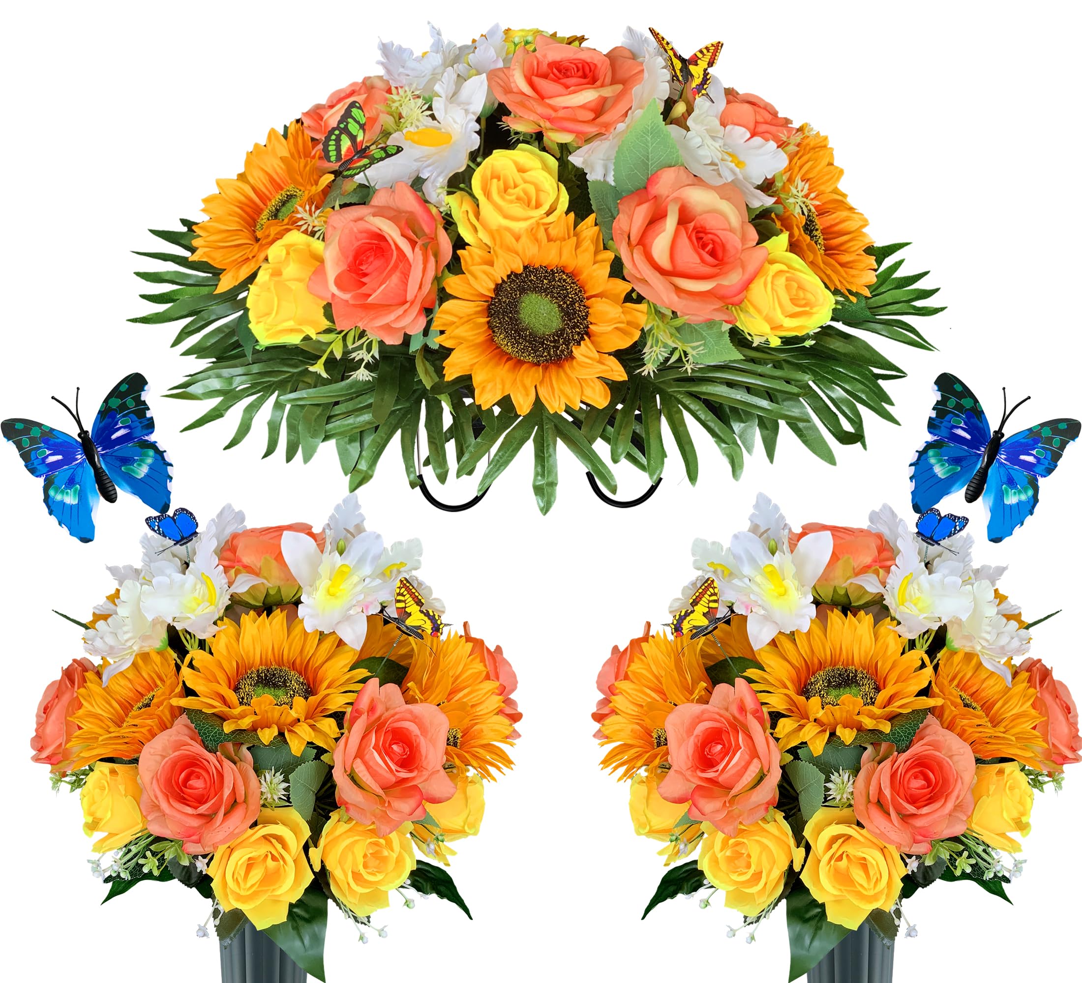 Amazon.com: Artificial Cemetery Flower with Vase,Headstone