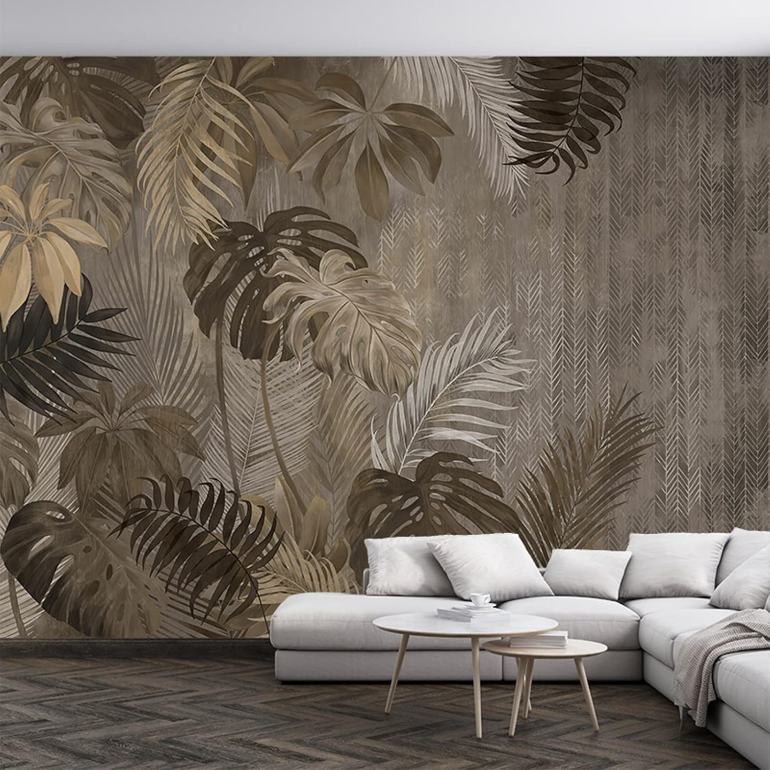 XLMING Vintage Tropical Plant Brown Banana Leaf 3D Wallpaper Home Study Office Dining Room Sofa Bedroom Living Room TV Backdrop-250cm×170cm