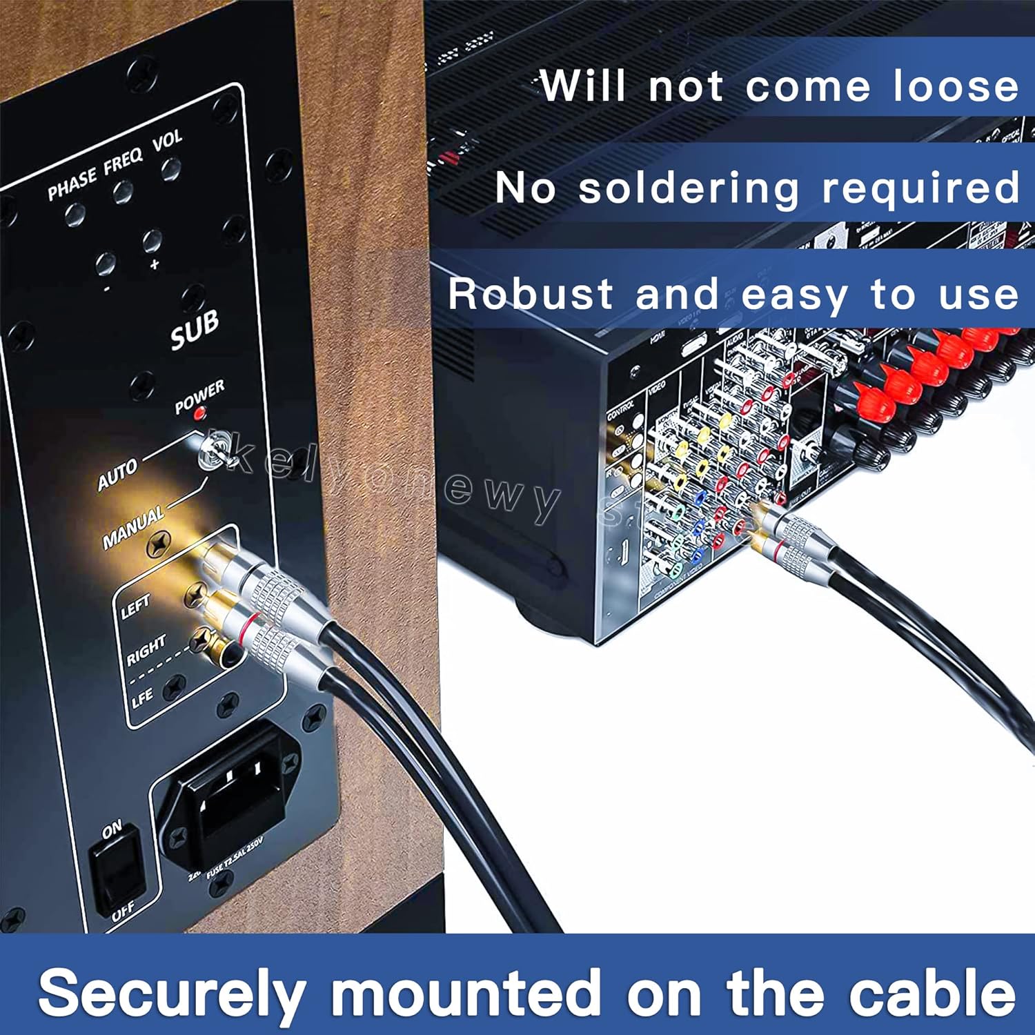 RCA Plug Connectors Coaxial Cable Audio Adapter Gold Plug Male No Solder Connector Solderless Video Cable kit TV CCTV(12-Pack) - Image 5