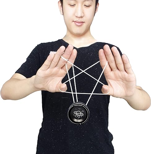 Miniatura 6 de MAGICYOYO Responsive V6 - Logotipo de estrella YoYo de aleación de aluminio negro para niños principiantes con bolsa de almacenamiento Yoyo, 12