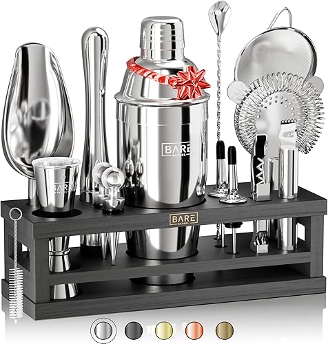 BARE BARREL Mixology Bartender Kit Bar Set  Juego de coctelera de 16 piezas  Herramientas de mezcla de Martini Barware para el hogar  Incluye 35