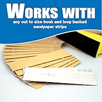 Vista 4 de Lijadora de dedo para manualidades con 50 tiras de papel de lija doradas precortadas, pequeño bloque de lijado con micro cremallera para proyectos
