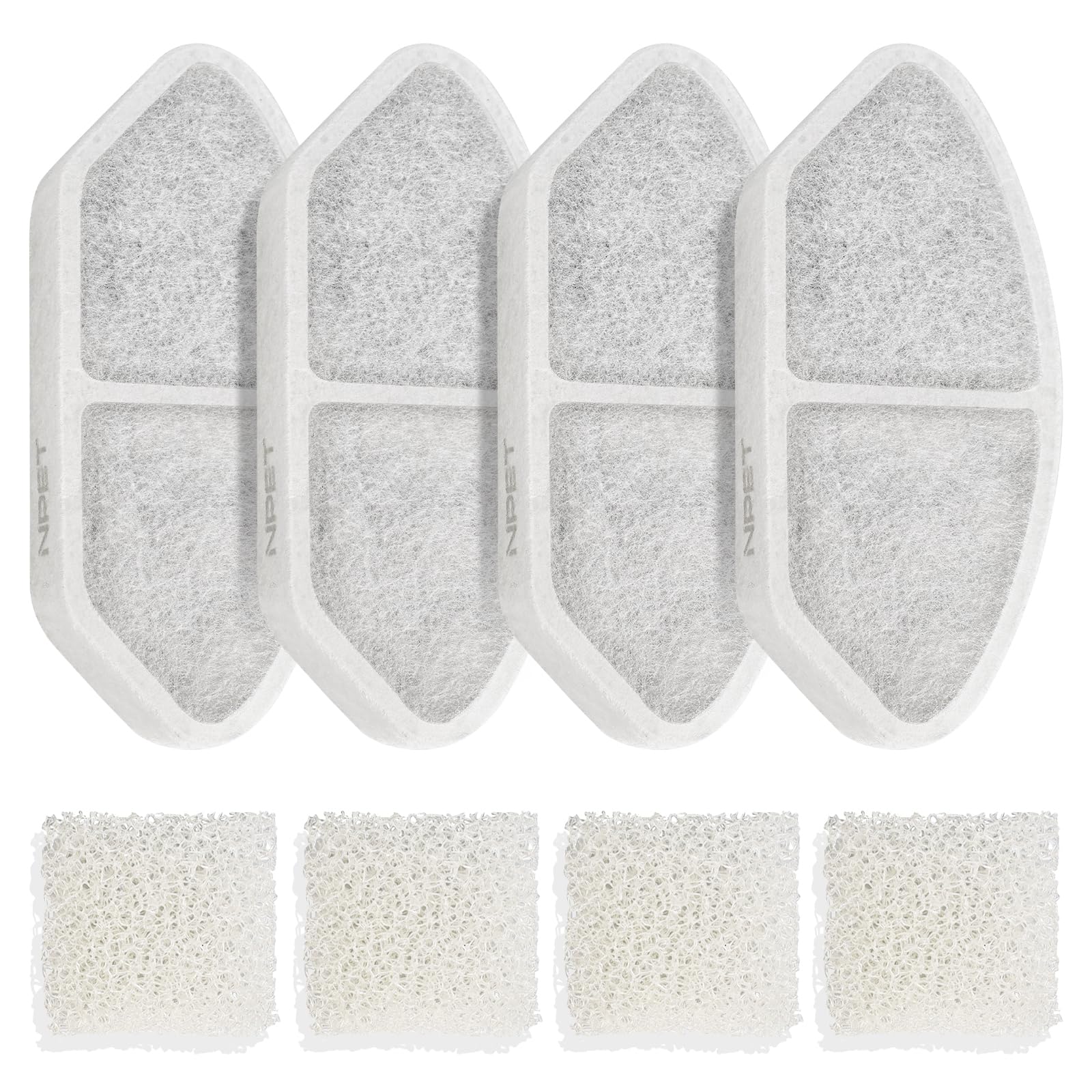NPET Upgraded Design 4 Pack Replacement Filters for N280 Glass Pet Water Fountain Cat Water Dispenser