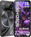 FOSSIBOT F114 Android 15 Rugged Phone Unlocked, 120Hz+6.67" Corning Glass, Slim 10.8mm Cell Phone, 16GB+128GB/2TB Smartphone, 50MP AI Camera, 5000mAh Dual SIM 4G T-Mobile/NFC/IP68/69K