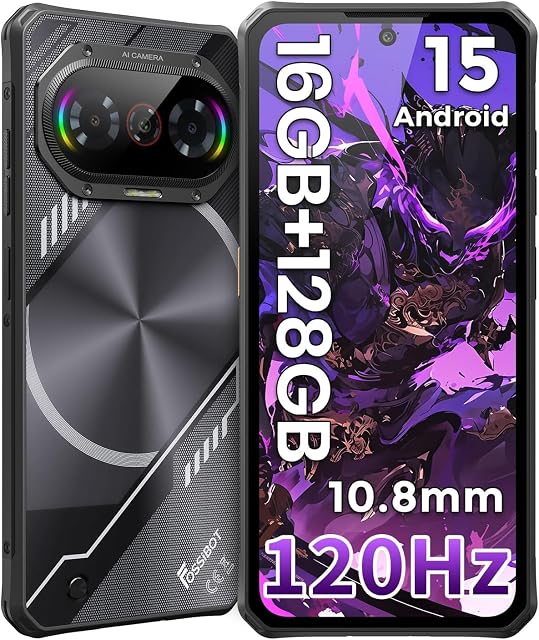 FOSSIBOT F114 Android 15 Rugged Phone Unlocked, 120Hz+6.67" Corning Glass, Slim 10.8mm Cell Phone, 16GB+128GB/2TB Smartphone, 50MP AI Camera, 5000mAh Dual SIM 4G T-Mobile/NFC/IP68/69K