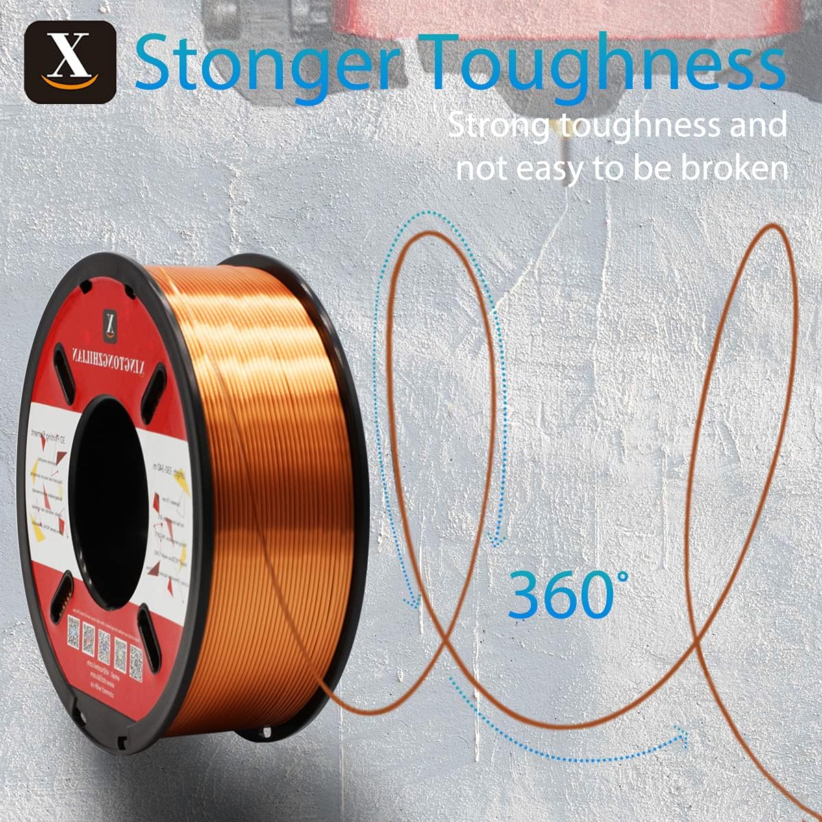 PLA 3D Printer Filament 1.75mm Printing Material Upgrade Version for 3D Printers Pens Accuracy +/- 0.02 mm Copper Silk 1kg/Spool