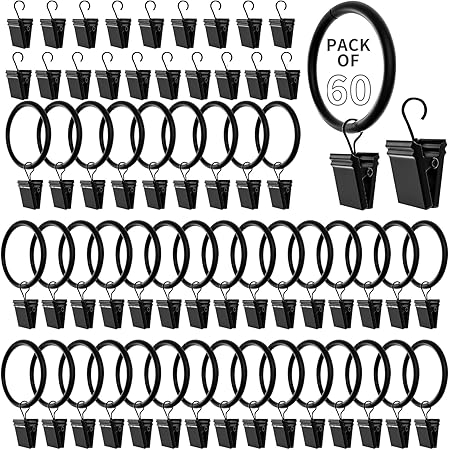 110 Pinces à Rideaux Avec Crochets En Acier Inoxydable - Anneaux Pince Pour Rideau De Douche, Photos, Guirlandes - 5