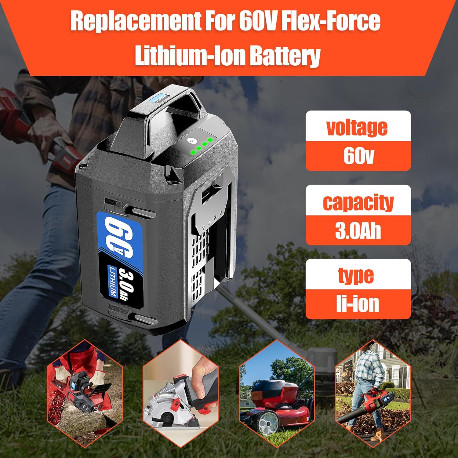 TenHutt 【Upgrade】 60V Battery, Replacement for Toro 60v Battery 88640 88660 88625 88650 88675 88620 88602, Compatible with Toro Flex Force 60 Volt Power System Tools & Chargers 88602 88605 88610