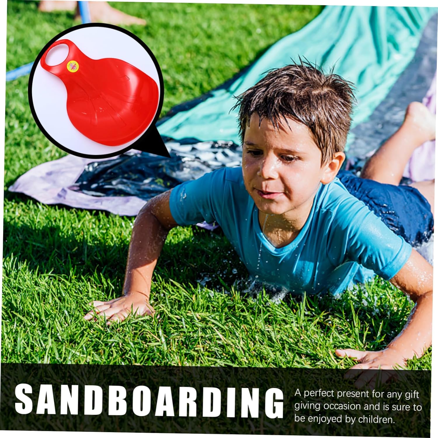 Family Fun Grass Skiing Sled Boys and Girls Snowboard Easy Clean Surface Sturdy Handle for