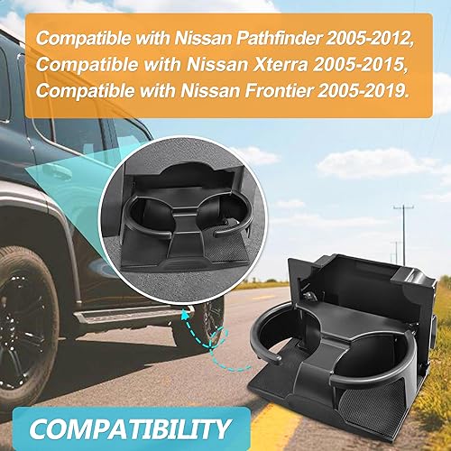 Miniatura 4 de Portavasos para Pathfinder 2005-2012, Xterra 2005-2015, Frontier 2005-2019 REA Reemplazo para caja de consola central de asiento trasero