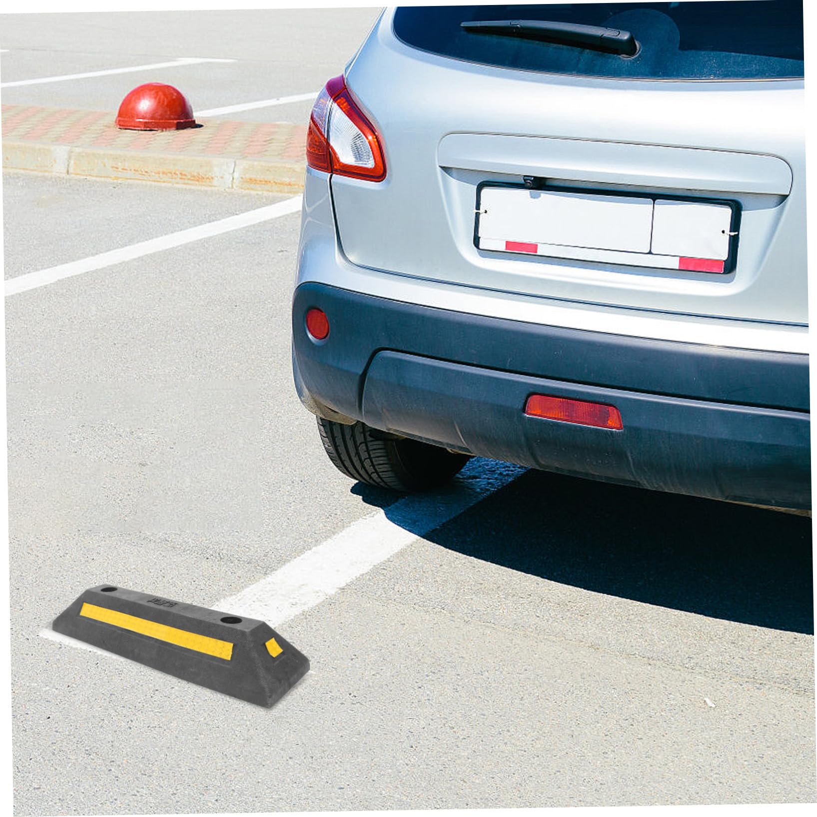 Tope De Rueda De Goma 480x130x80 Mm Resistente Cinta Reflectante, Bloqueador De Estacionamiento para Garaje y Aparcamiento En Exteriores, Protección para Coches y Vehículos Adultos