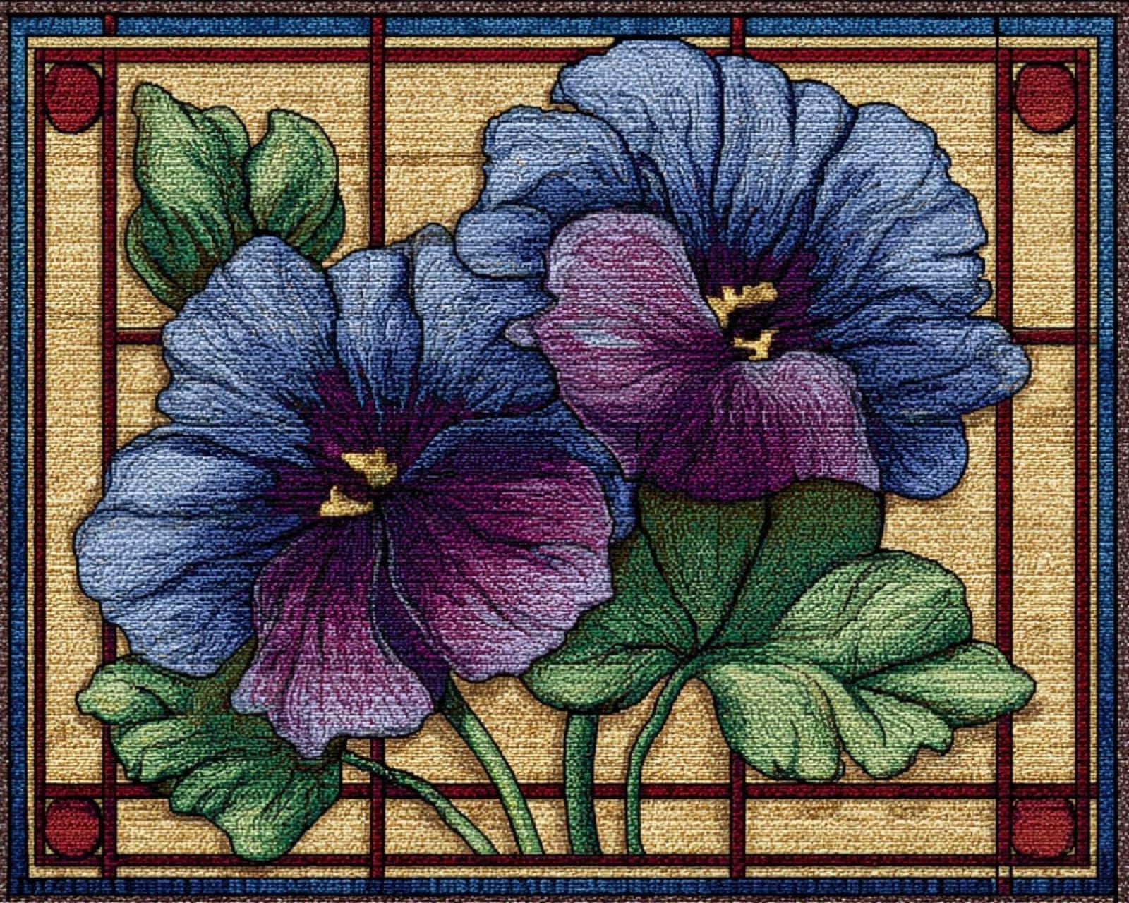 Wallphantom DIY Latch Hook Rug Kit Handmade Carpet,Violet Flowers,Crochet Yarn Embroidery Needlework Hook Kit for Beginners,Home Decor Festival,Gift,80x160cm