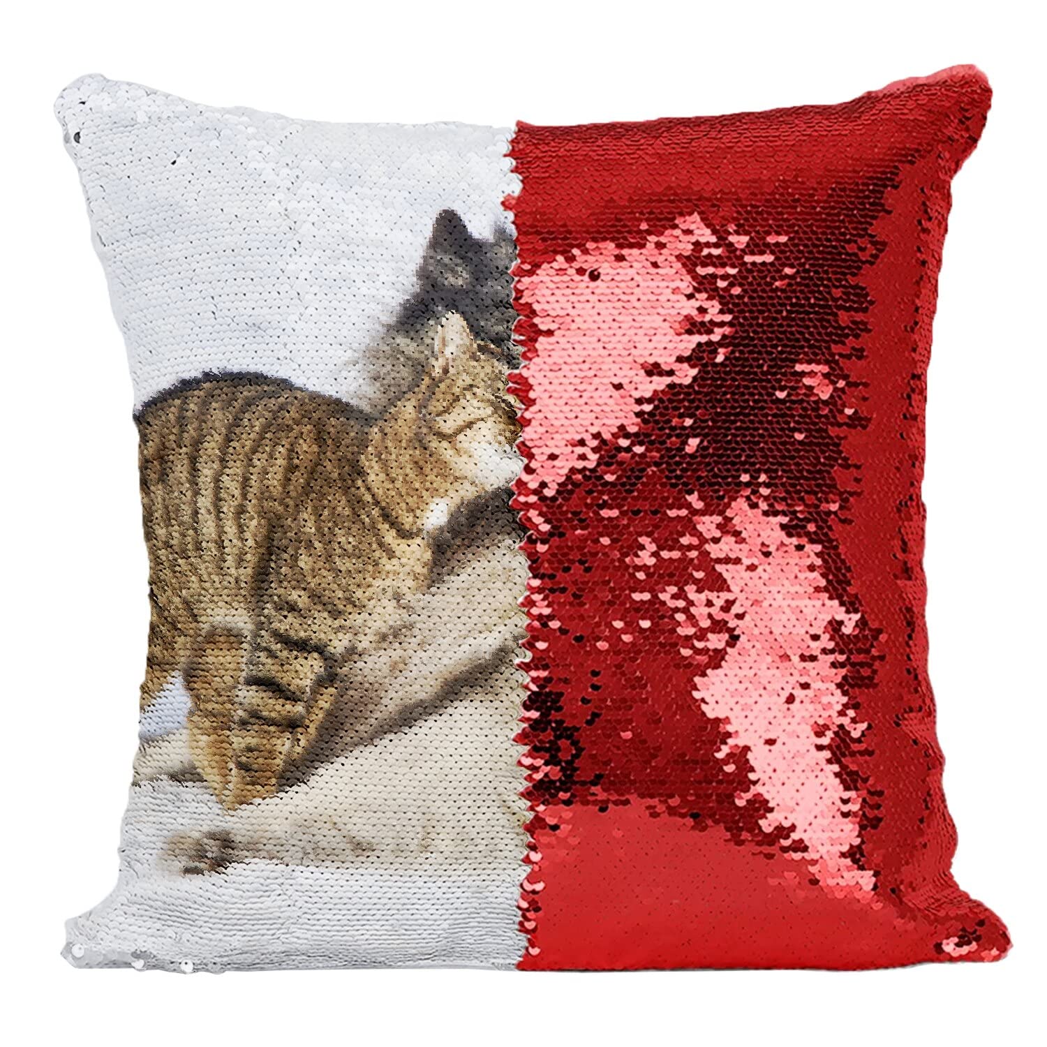 Coussin sequin rouge pour égayer un salon sombre en hiver