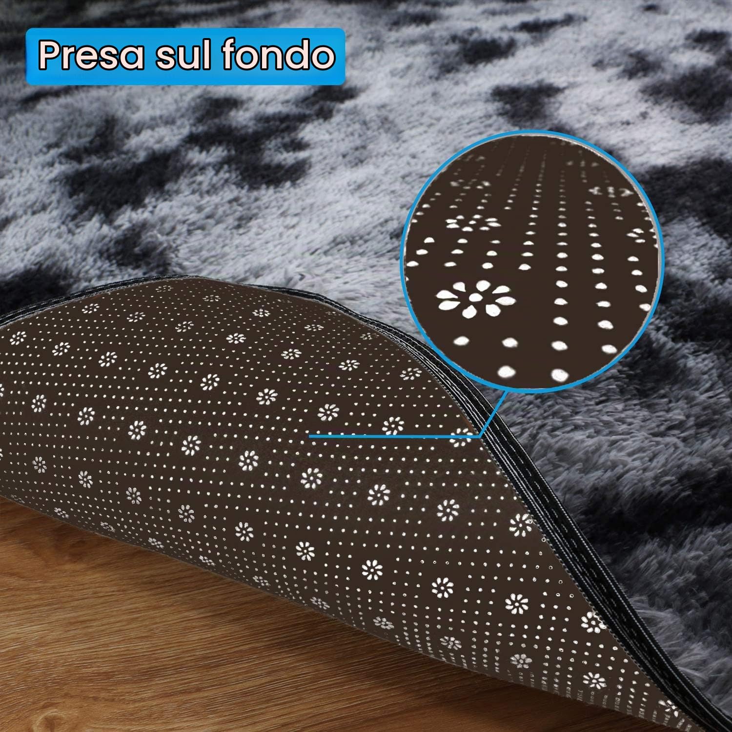 Tappeti Soffici Tappeti per Soggiorno Tappeto Morbido Antiscivolo per Camere da Letto Moderne (160 x 230 cm, Nero Grigio)