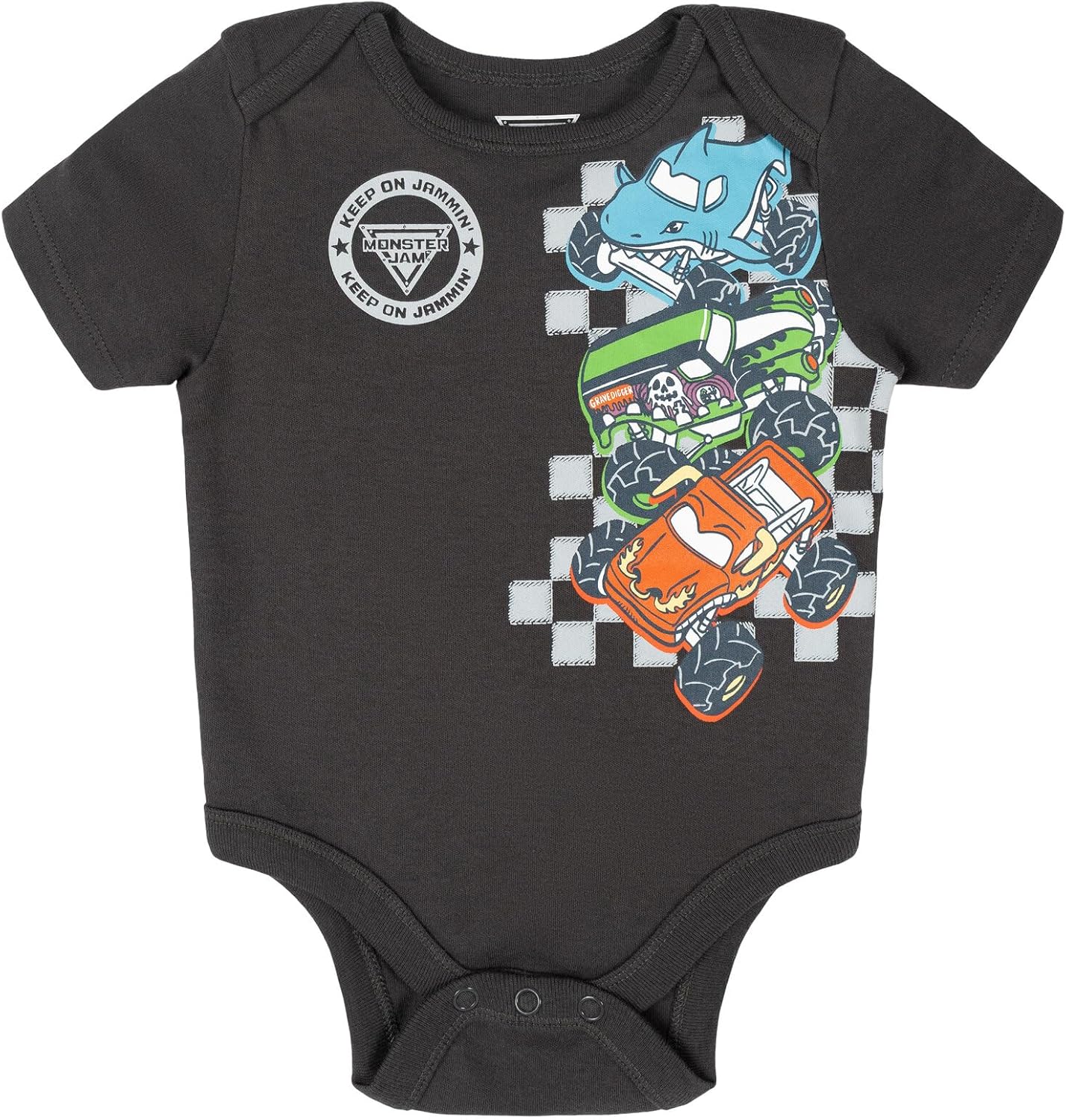 Monster Jam Baby 5 Pack Bodysuits Newborn to Infant Grave Digger El Toro Loco Megalodon