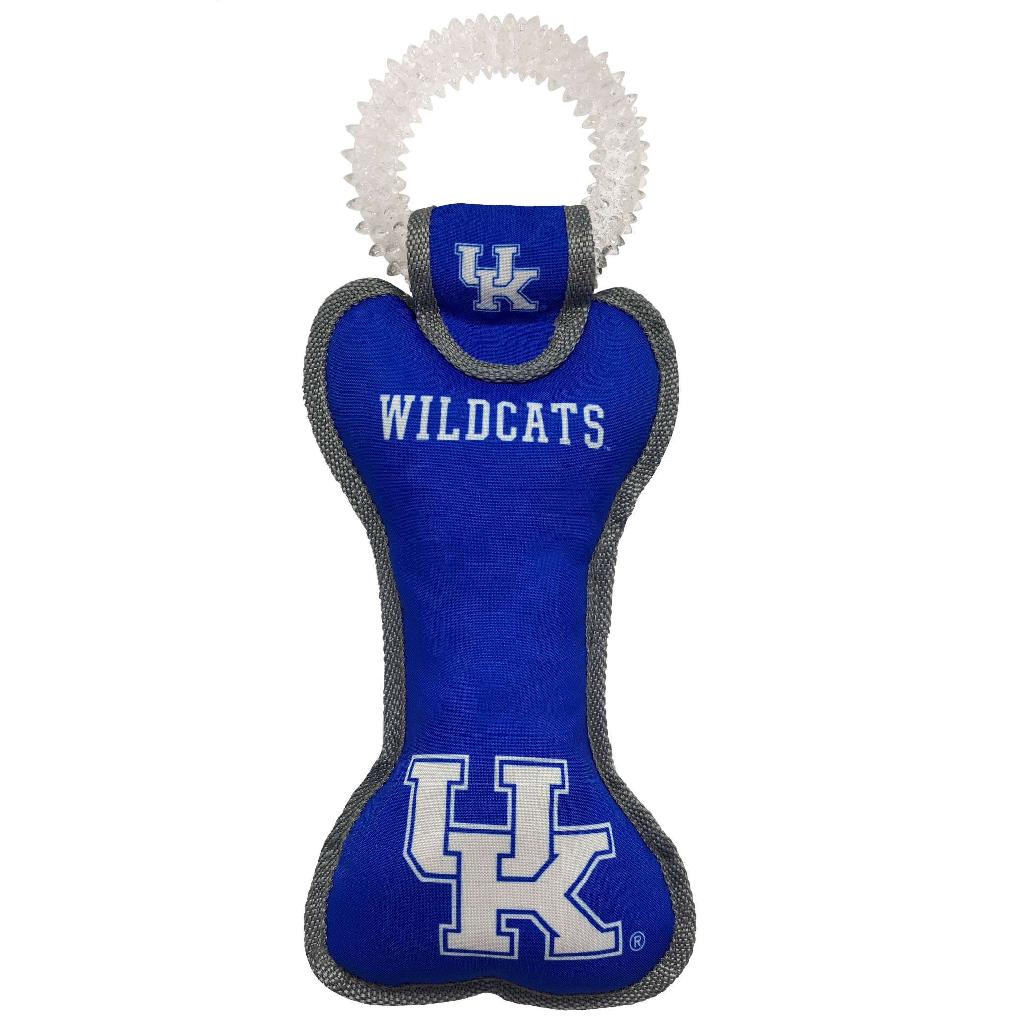 NCAA Kentucky Wildcats Dental Dog TUG Toy with Squeaker. Tough PET Toy for Healthy Fun, Teething & Cleaning Pet's Teeth & Gum.