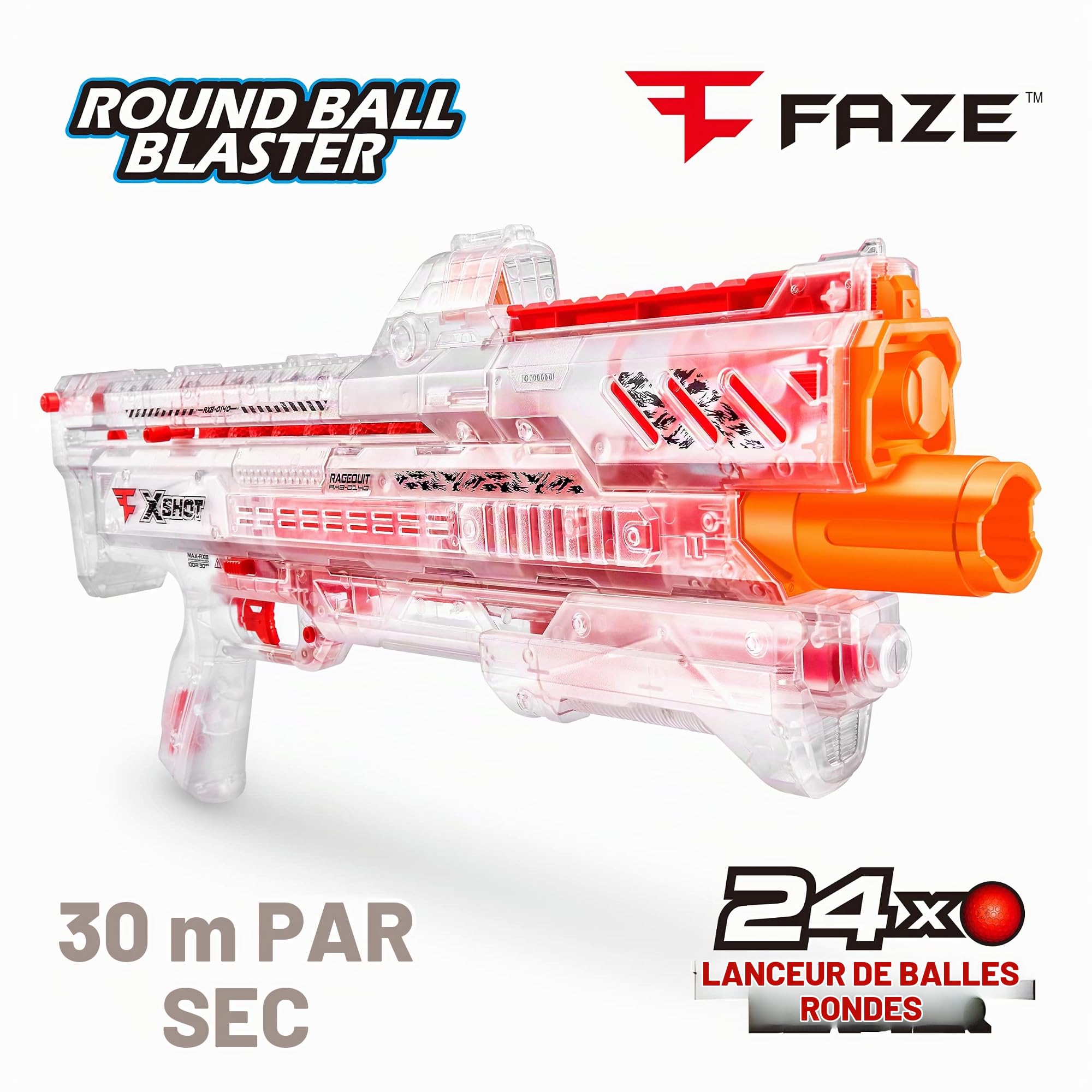 Chaos Faze Ragequit (24 balles de fléchettes) par ZURU X Faze Clan, X-Shot Foam Dart Blaster, 30 m, pour Adolescents, Adultes