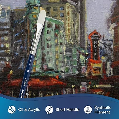 Miniatura 3 de Silver Brush Limited 1903S6 Bristlon Filbert - Brocha para pinturas acrílicas y al óleo, tamaño 6, mango corto