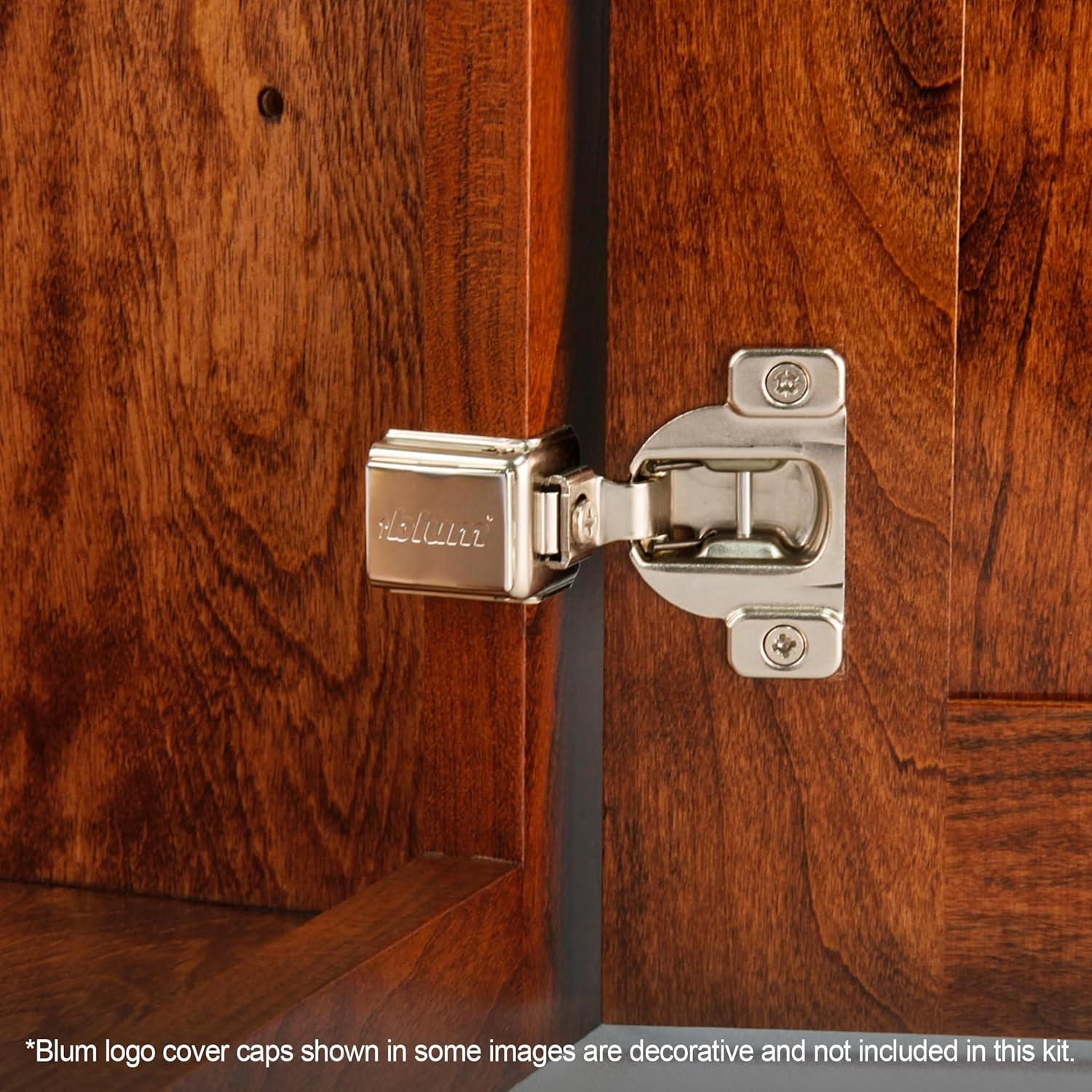 Blum Compact Hinge (25 Kits), 1-1/4" Overlay, 110° Opening Angle, Steel, Concealed Hinges for Face Frame Cabinets (Not Soft Close)