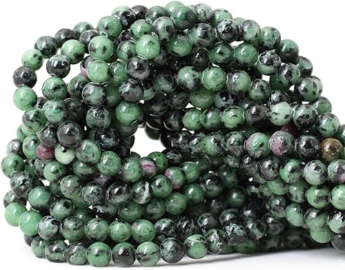 Cuentas redondas sueltas de zoisita rubí natural de 6mm (1564 pulgadas), cuentas para diseño de joyas, 60 cuentas en 1 cuerda de 15 pulgadas