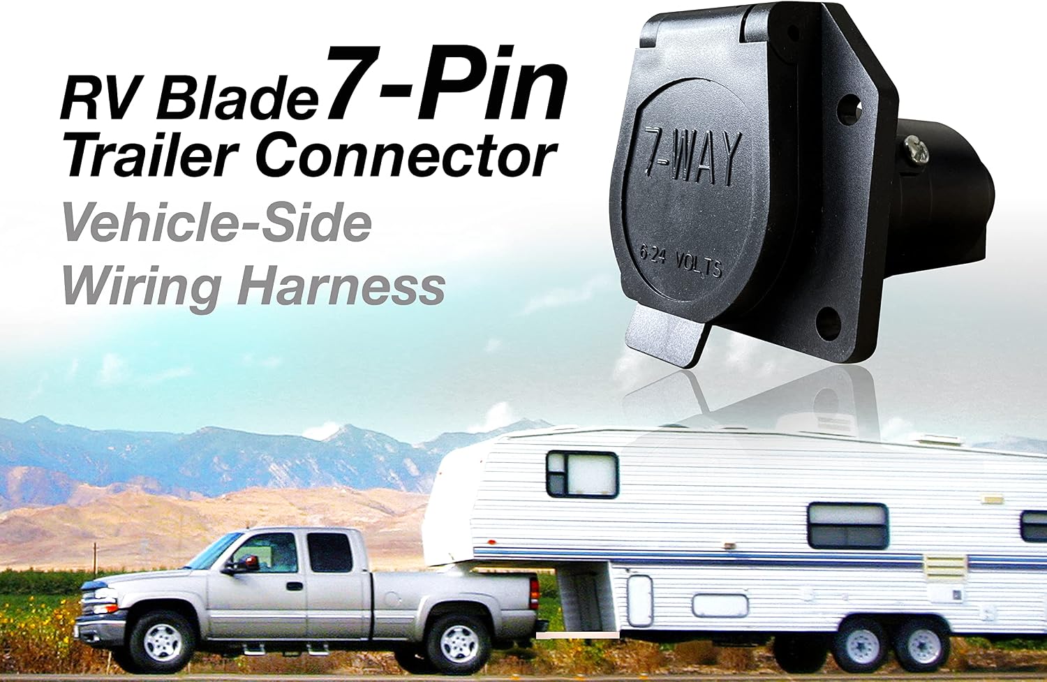 NAT 7 Pin Trailer Extension 4FT- AWM2586 600V 10AWG/2+12AWG/1+14AWG/4, Durable Jacket -40°C~105°C, Double Prongs, 7 Way Trailer Plug Extension for RV, Boat, Travel Trailer, Camper