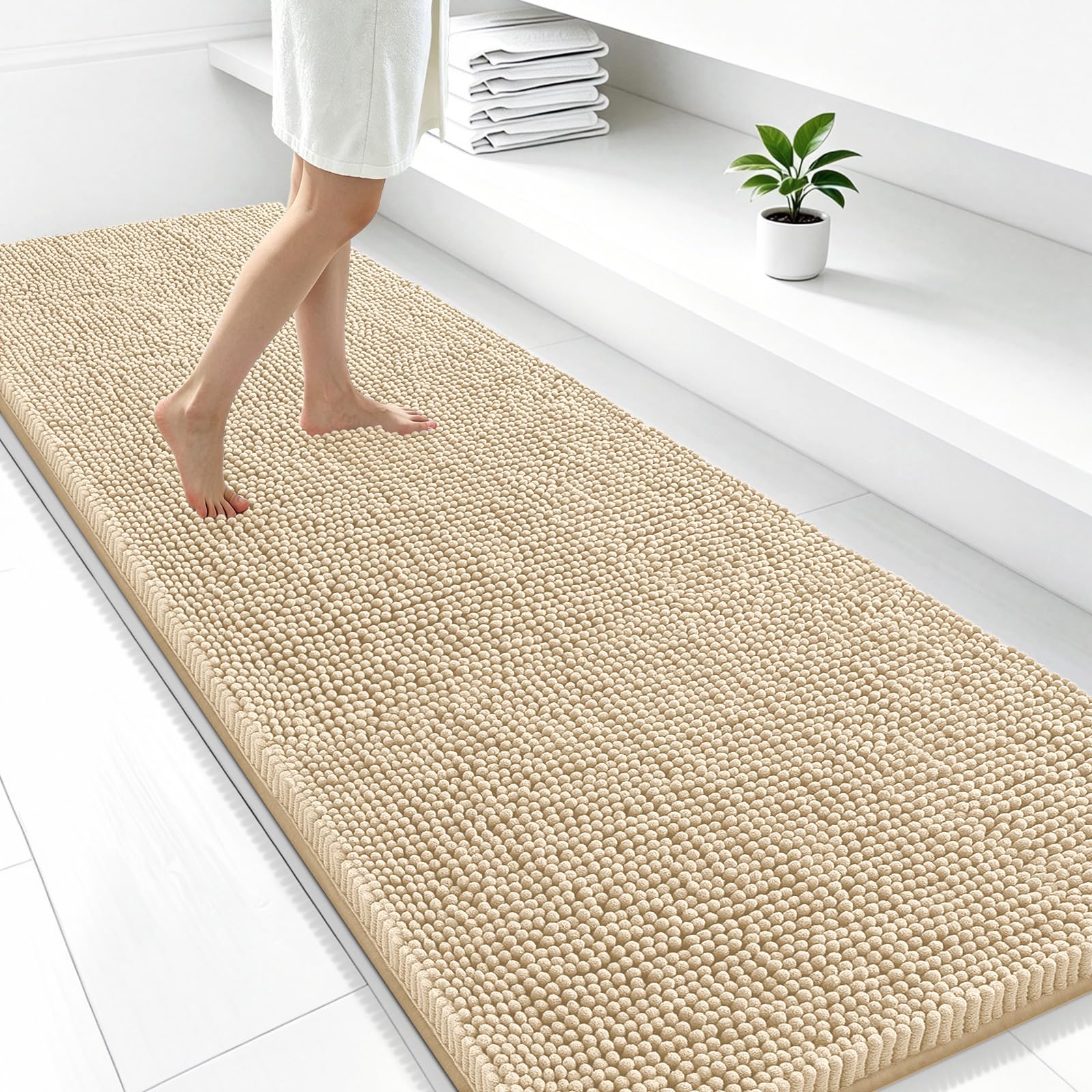 Smiry Bathroom Rugs 47X24, Luxury Chenille Extra Soft Absorbent Bath Mat