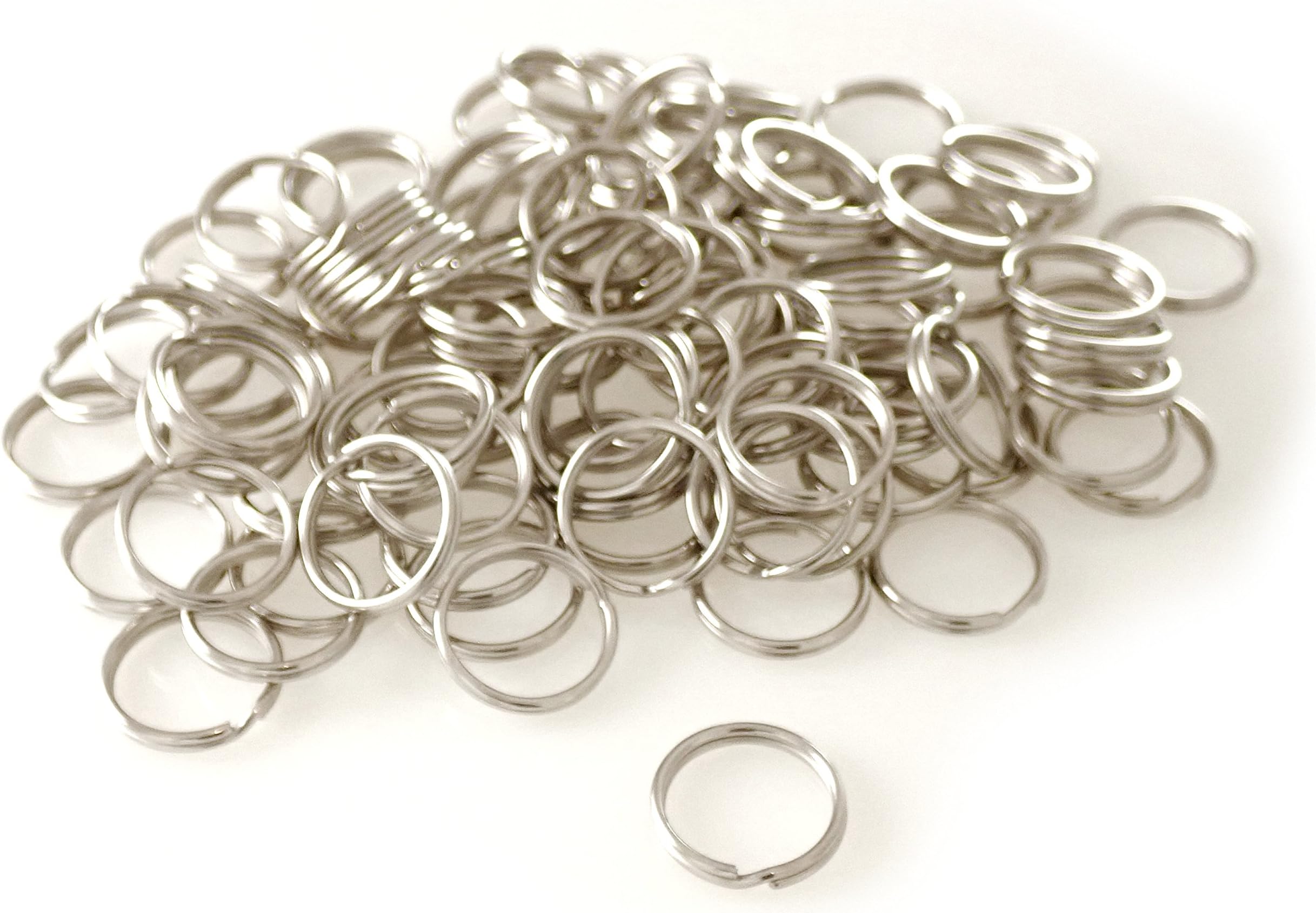 Split Key Ring 25mm 100-Pack Hardened Nickel-Plated Easy-to-Bend