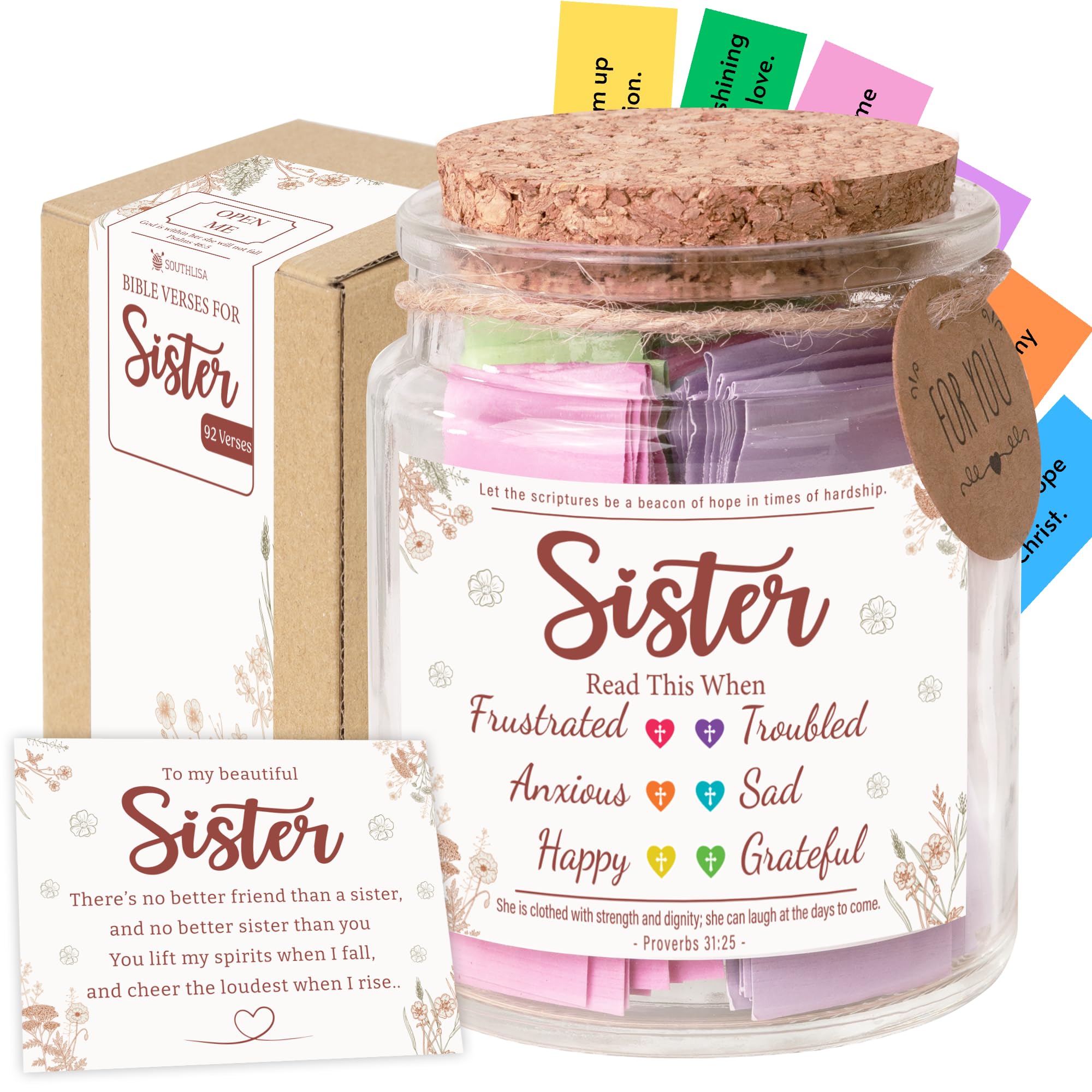 Bible Verses Jar for Sister – Graduation Day Gifts for Sister, Birthday Gifts for Sisters, Christian Gift for Women, Girls