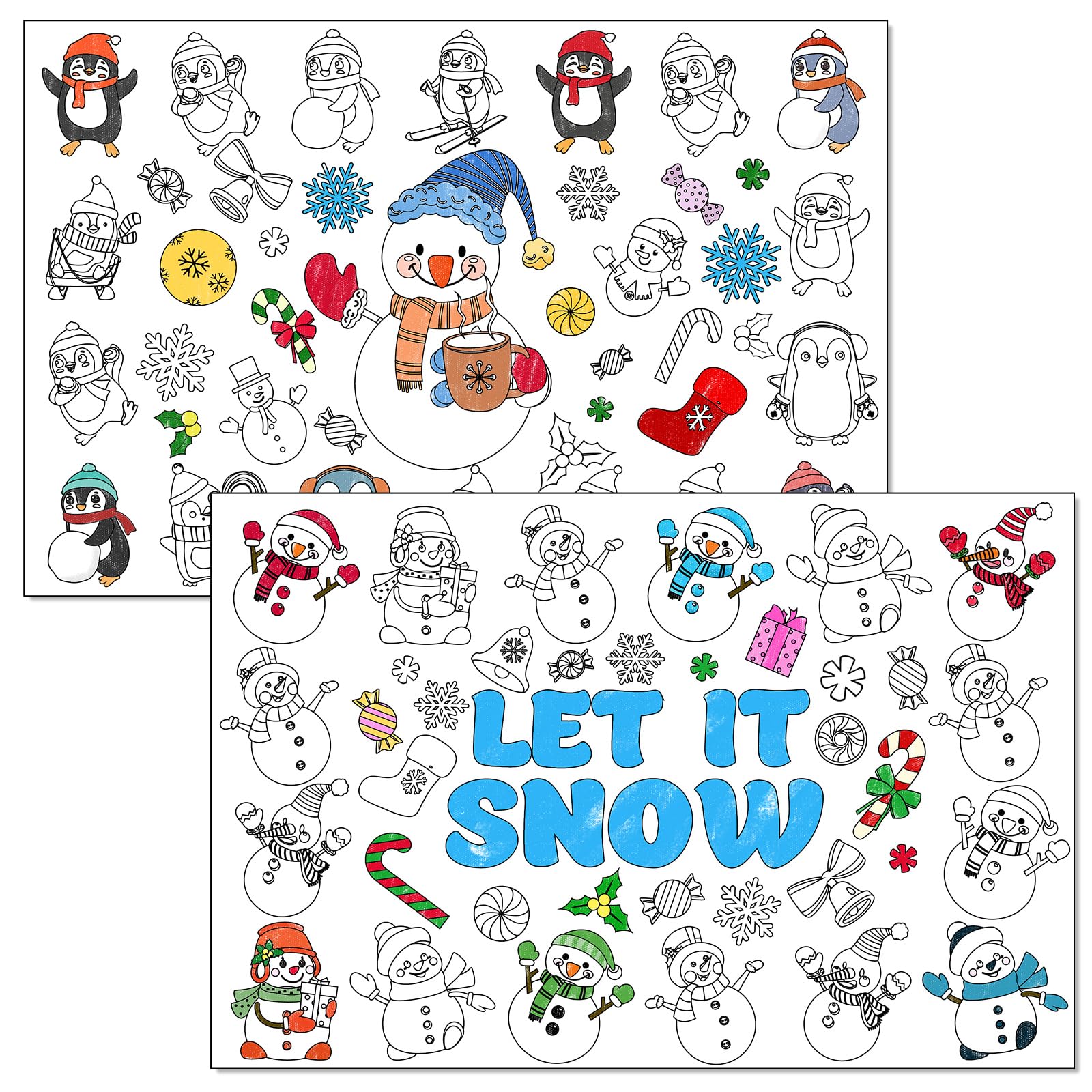 Occupez les enfants a table avec le lot de 24 sets de table jetables bonhomme de neige