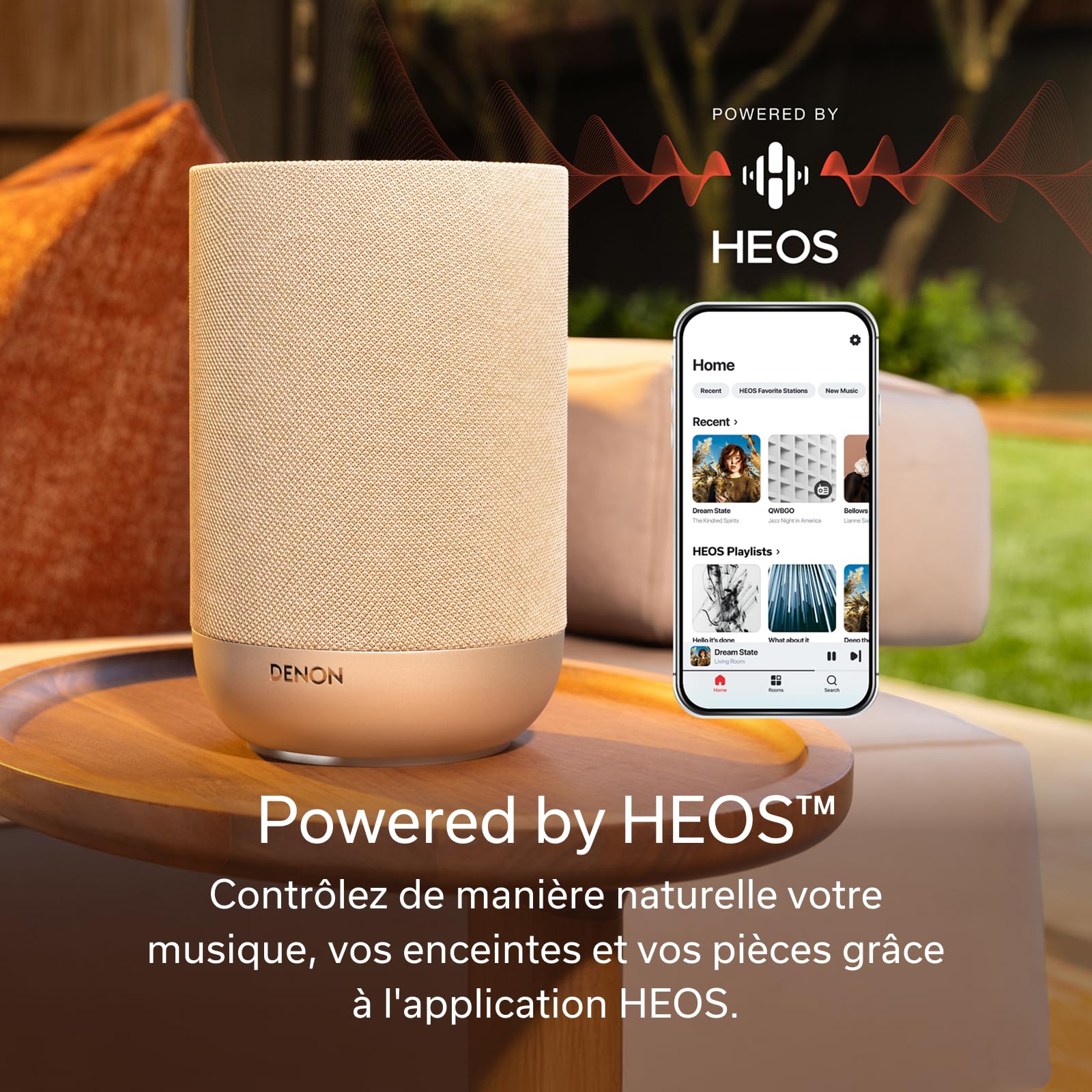 Denon Home 200 Enceinte Bluetooth Connectée avec HEOS, Dolby Atmos Music, WiFi Speaker sans Fil, Enciente Puissante, AirPlay 2, Streaming Haute Résolution - Noir