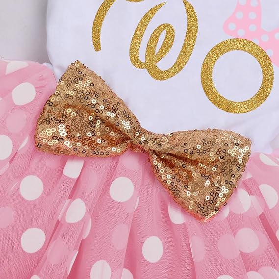 IBTOM CASTLE Baby Girls 1st 2nd Birthday Outfit Tutu Princess Dress for Cake Smash