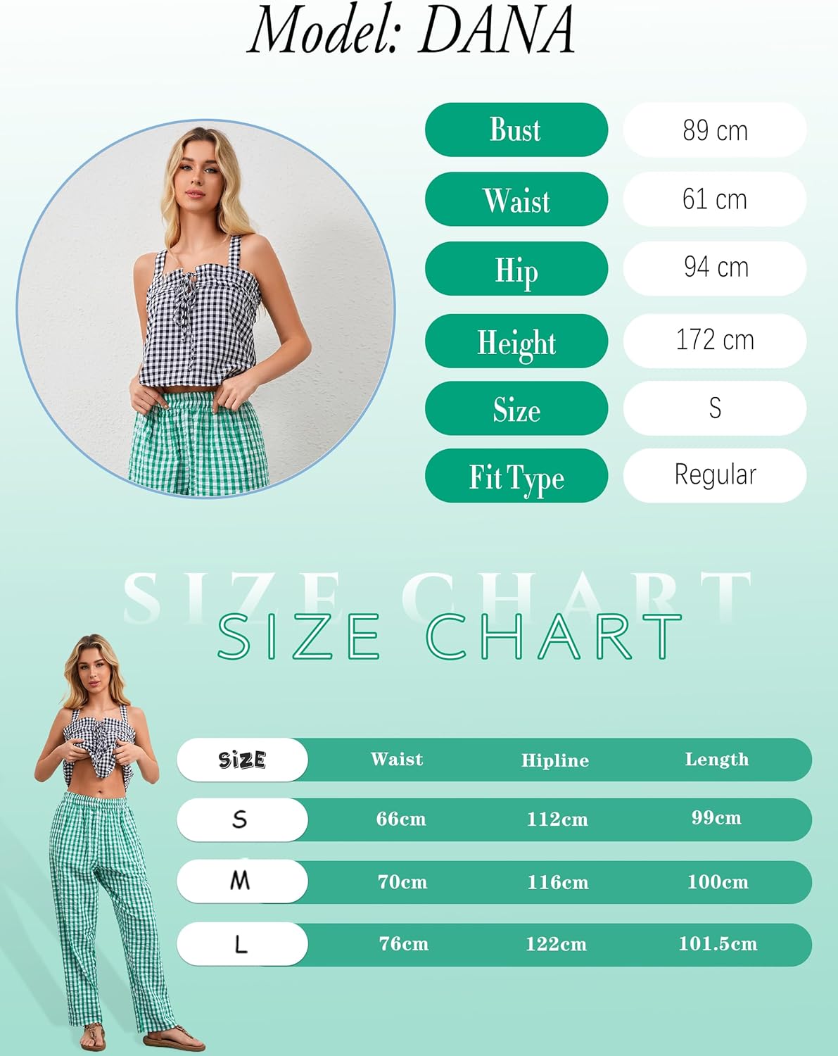 Livtany Women's Mid-Rise Plaid Wide Leg Lounge Long Pant Classic Gingham Print Stretchy Elastic Waist Trouser with Pocket - Image 6