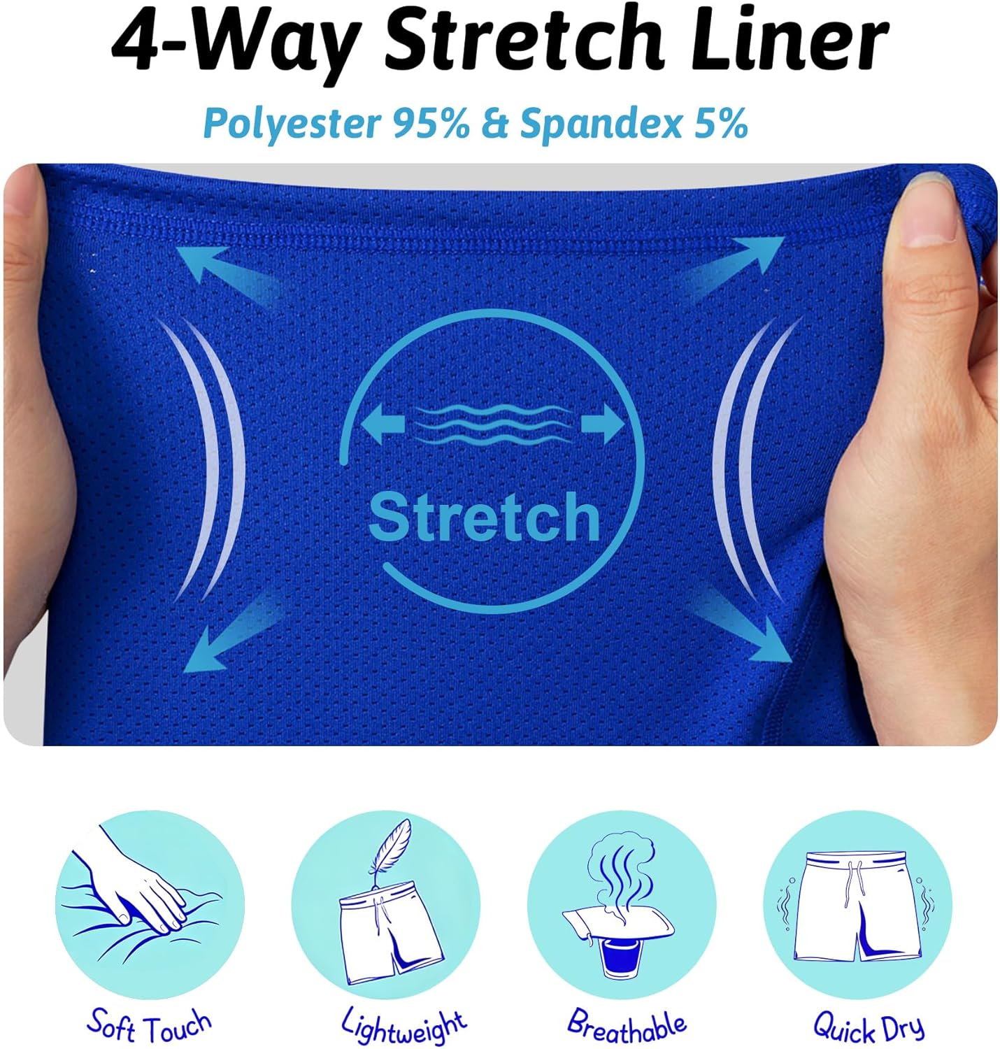 Cozople Mens Swim Trunks with Compression Liner 5.5" Inseam Quick Dry Bathing Suit Lightweight Swimming Shorts