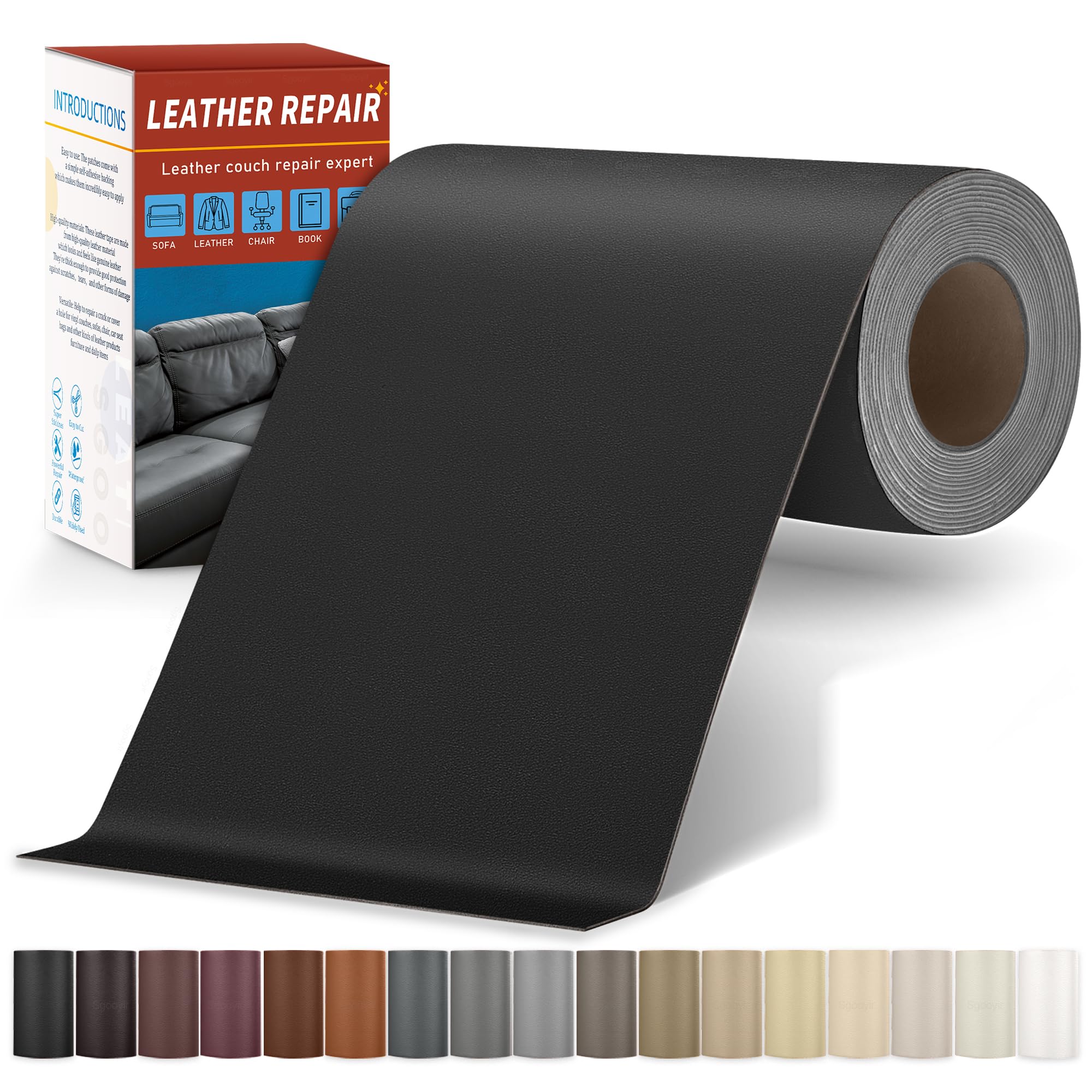 Sgooyir Leder Reparatur Set, Kunstleder Selbstklebend, Kunstleder Reparaturset Flicken Selbstklebend Patch für Autositze, Sofa, Jacken, couch, MöbelV