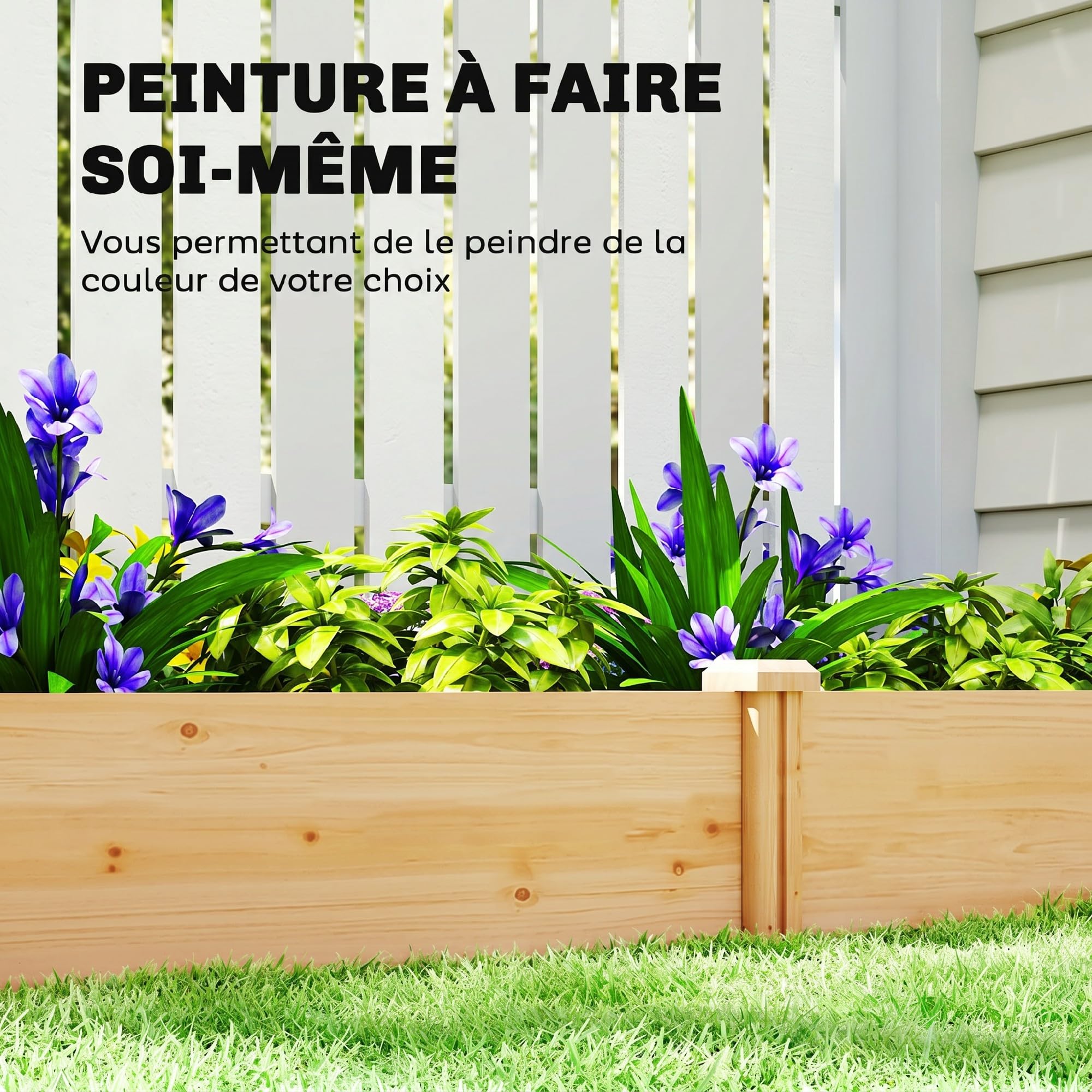 Outsunny Carré Potager de Jardin 235 x 121 x 26 cm Effet Bois Naturel